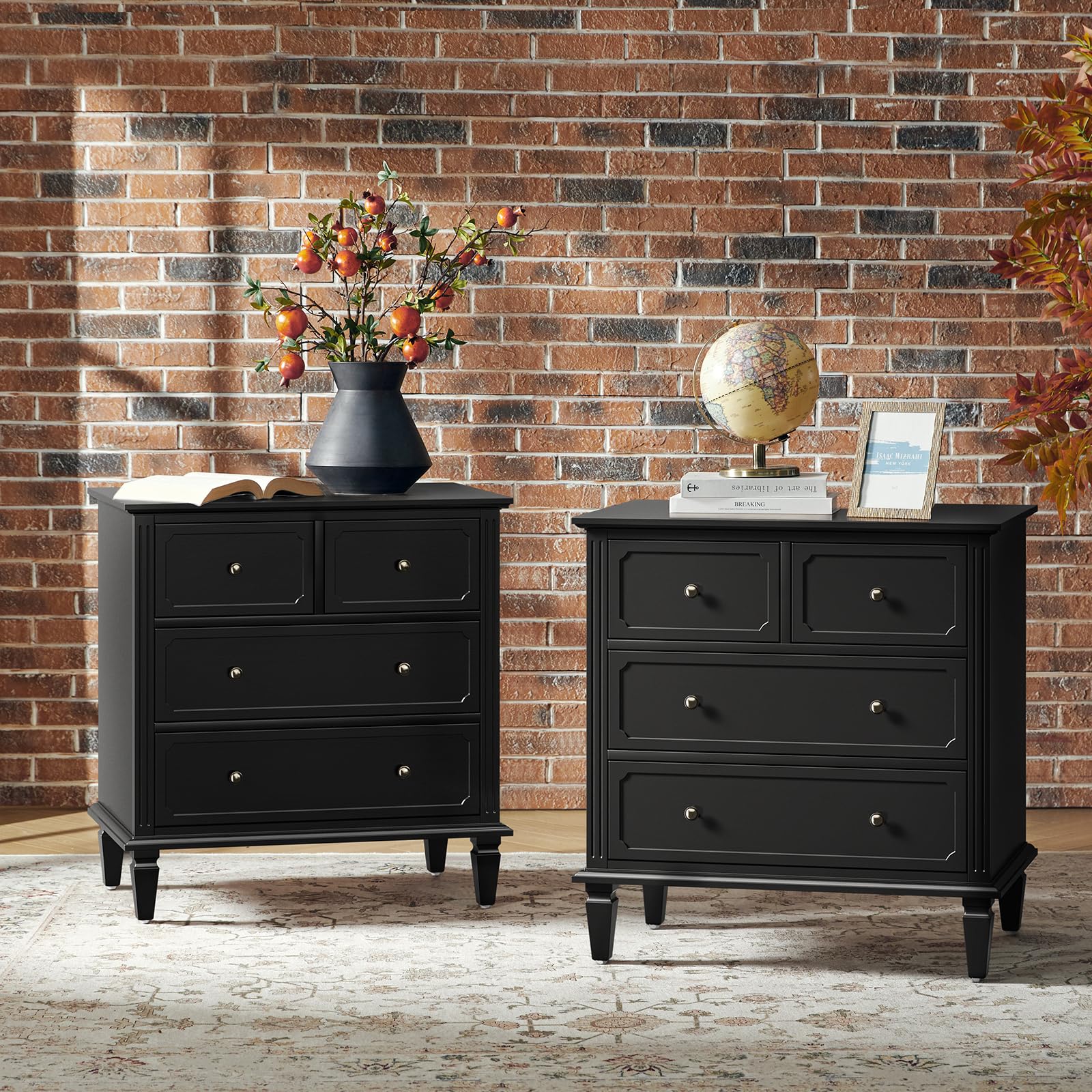 Mid-Century Modern Nightstand with Charging Station and Divider Tray