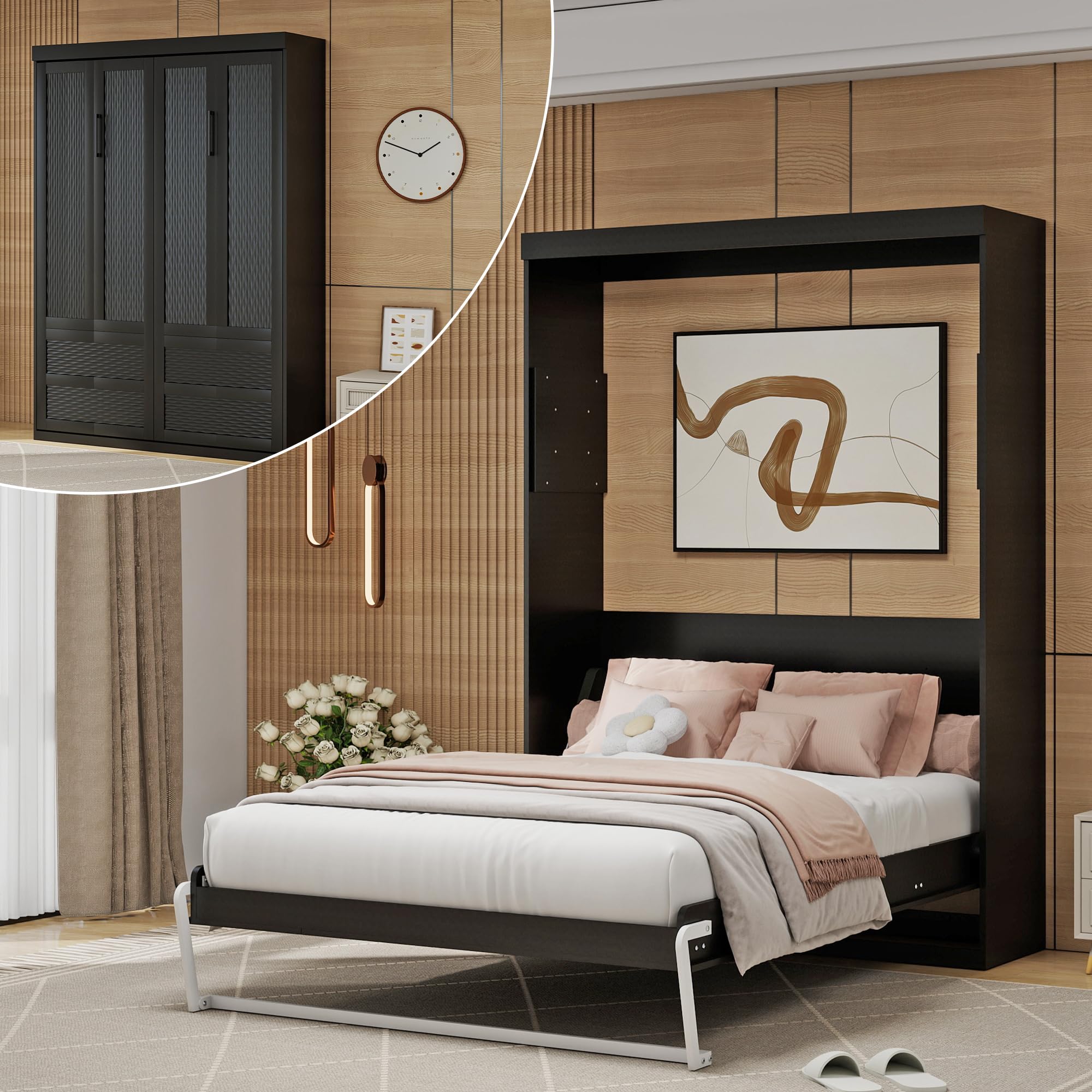 Murphy Bed Full -Space Saving Wall Murphy Bed Full Convertible Hidden Bed for Small