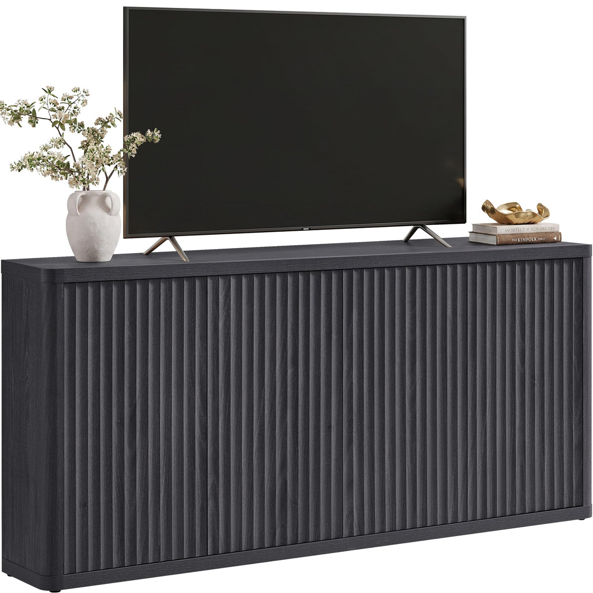 61" Fluted 4-Door TV Stand with Storage