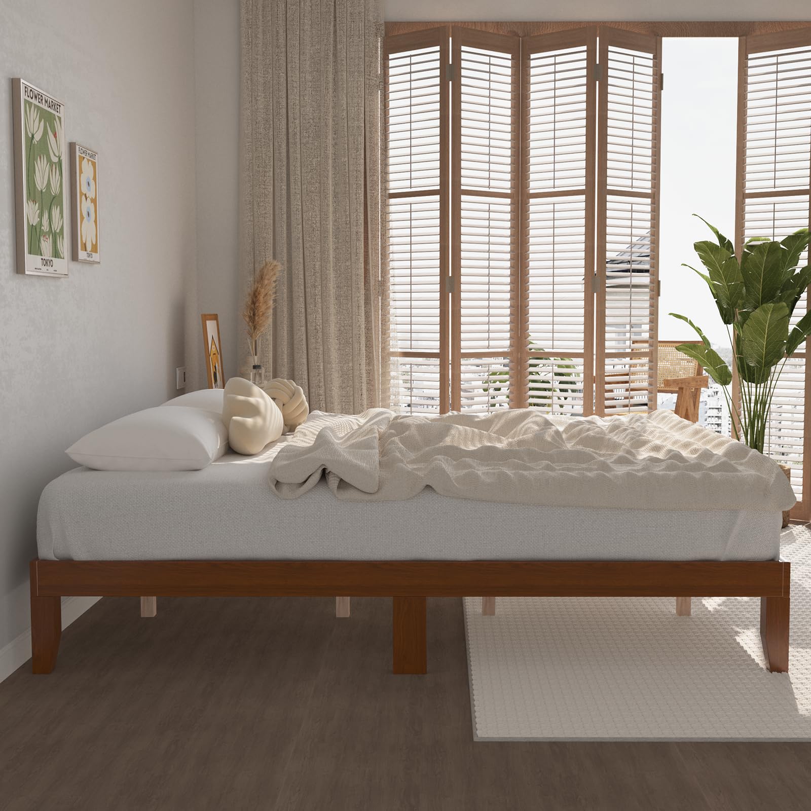 King Bed Frames,Wood Bed Frames,Wood Platforms Bed with Wooden Slats Support