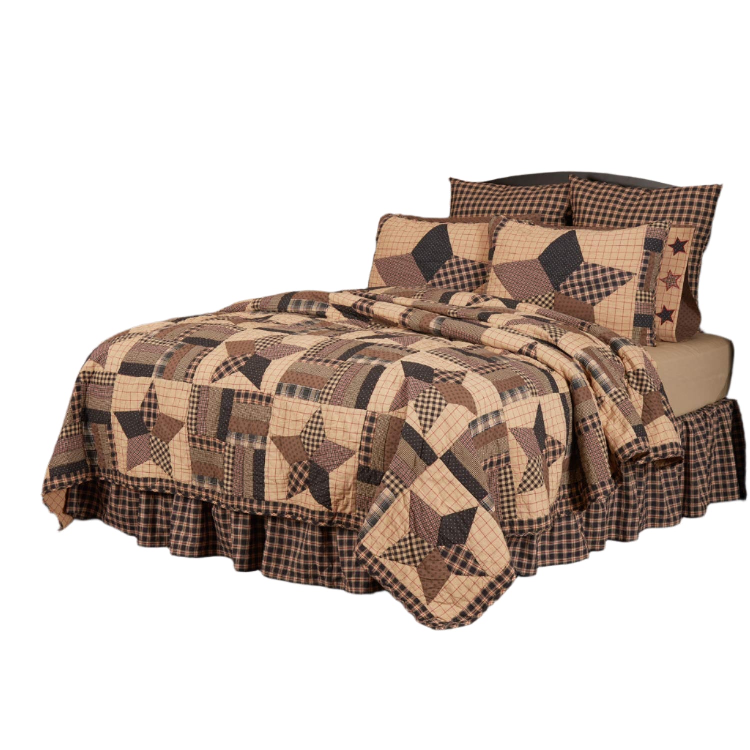 Bingham Star 6 Piece King Quilt Set (1 Quilt, 2 King Shams, 2 Pillowcase
