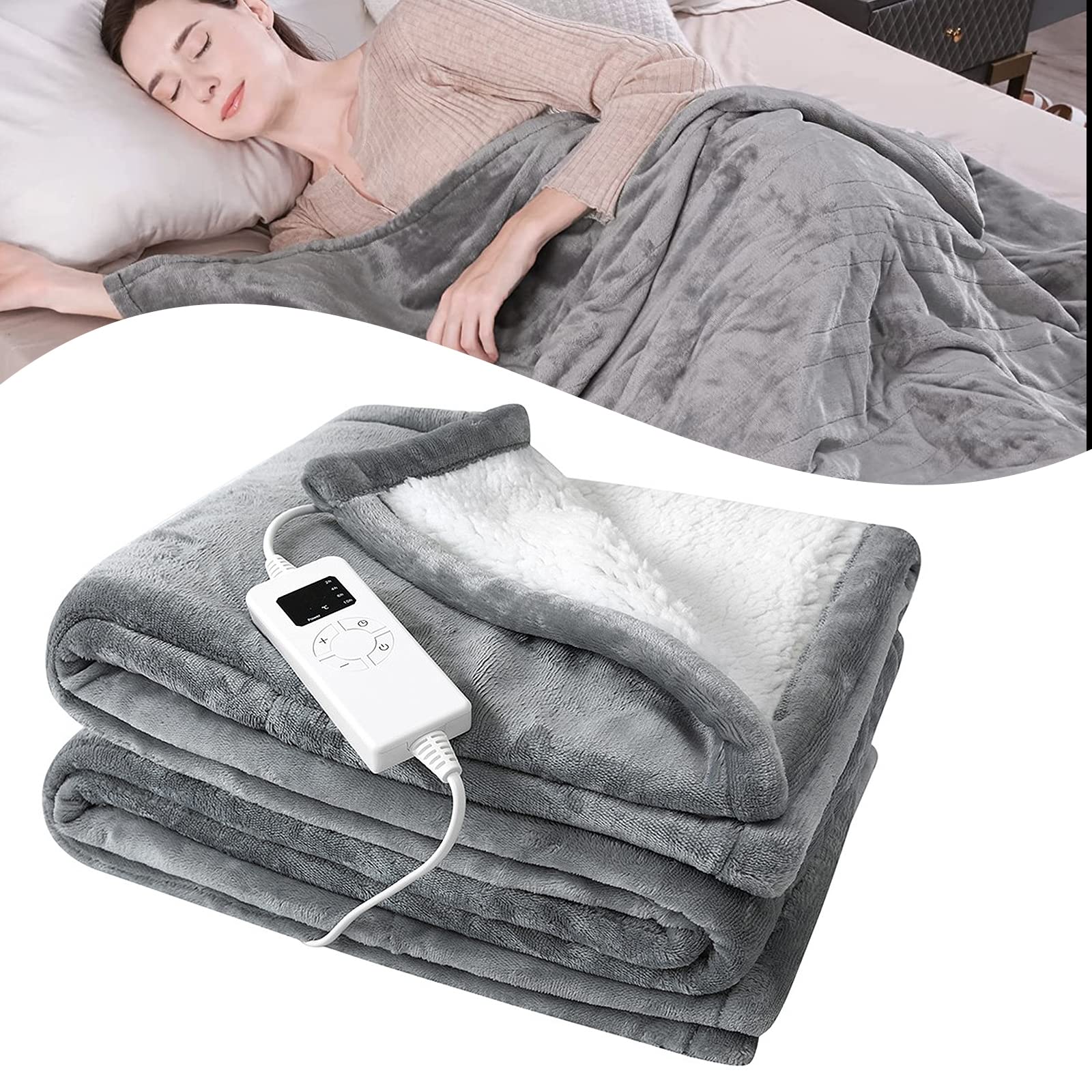 Electric Blanket, Soft Flannel Heated Electric Blanket, 6 Heating