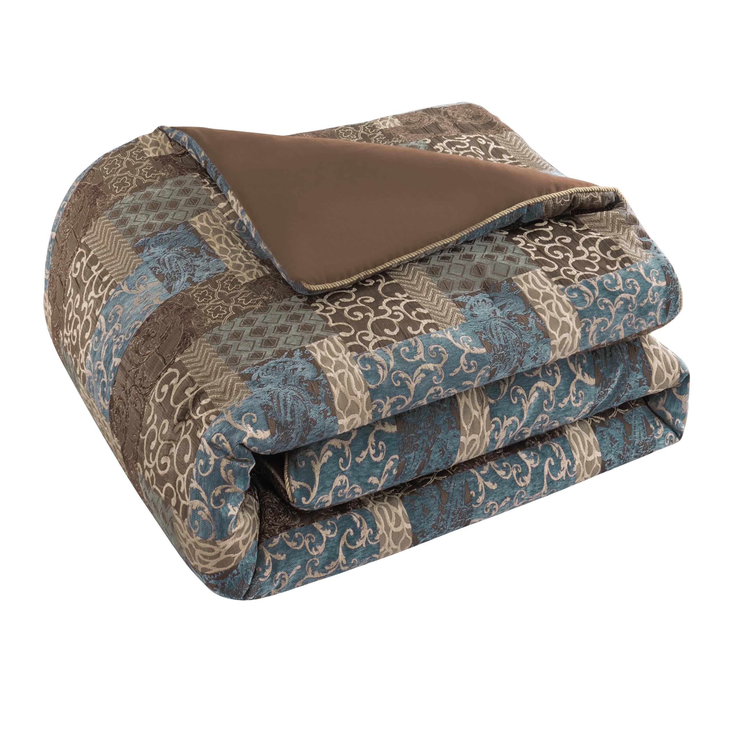9-Piece Jacquard Comforter Set King, Vintage Traditional Patchwork Comforter King Sets