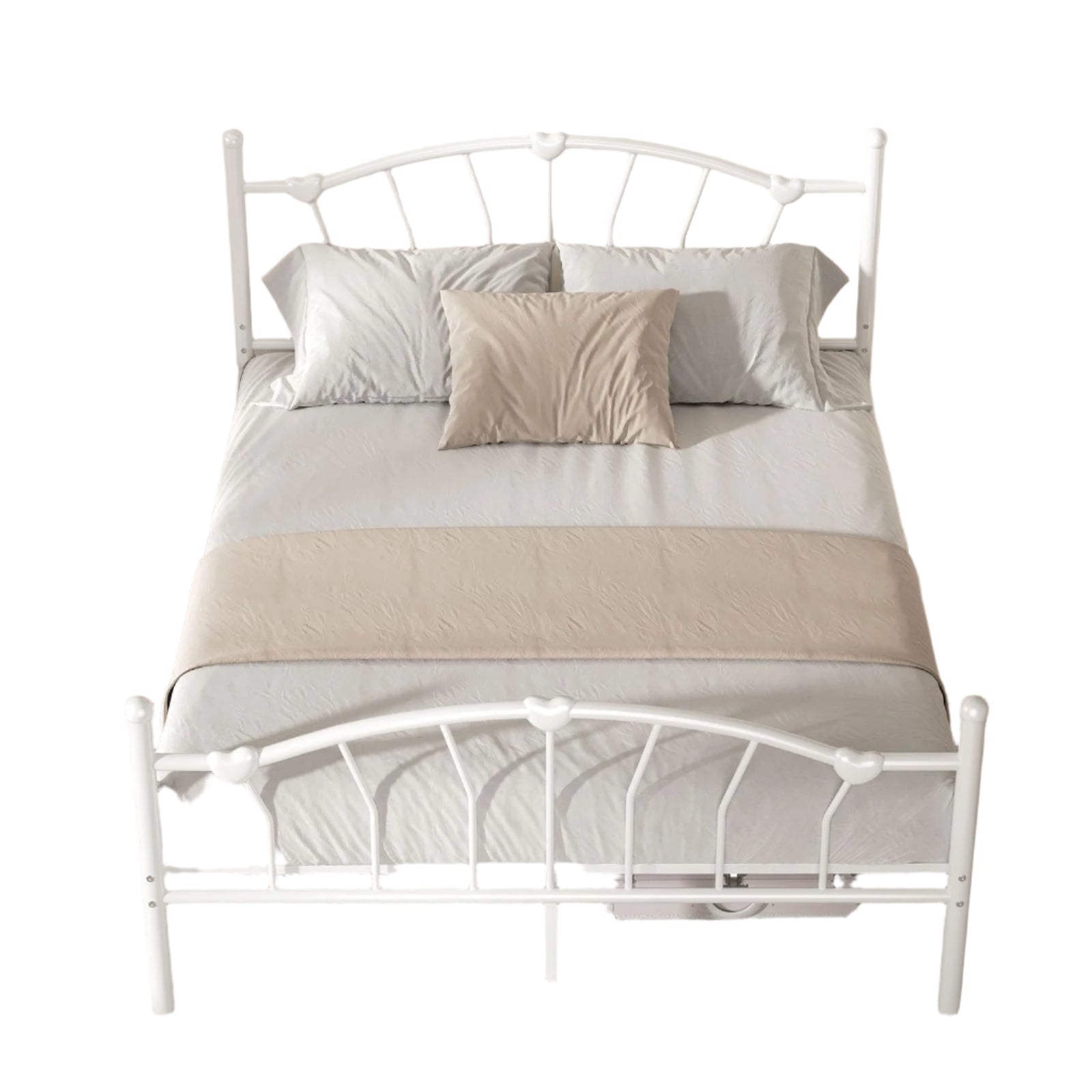 Bed Frame with Headboard, Heart-Shaped Decorative