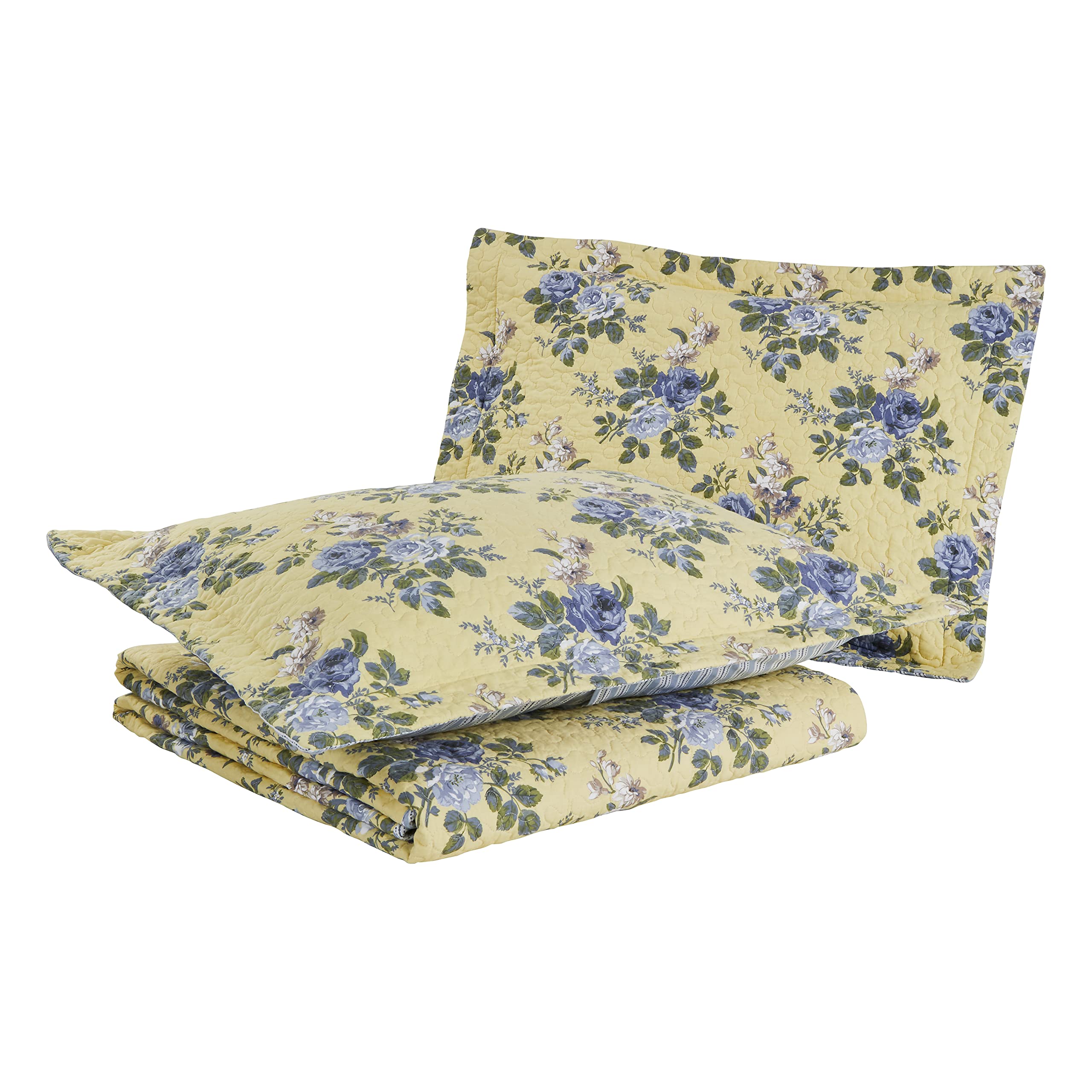 Twin Quilt Set, Reversible Cotton Bedding with Matching Sham