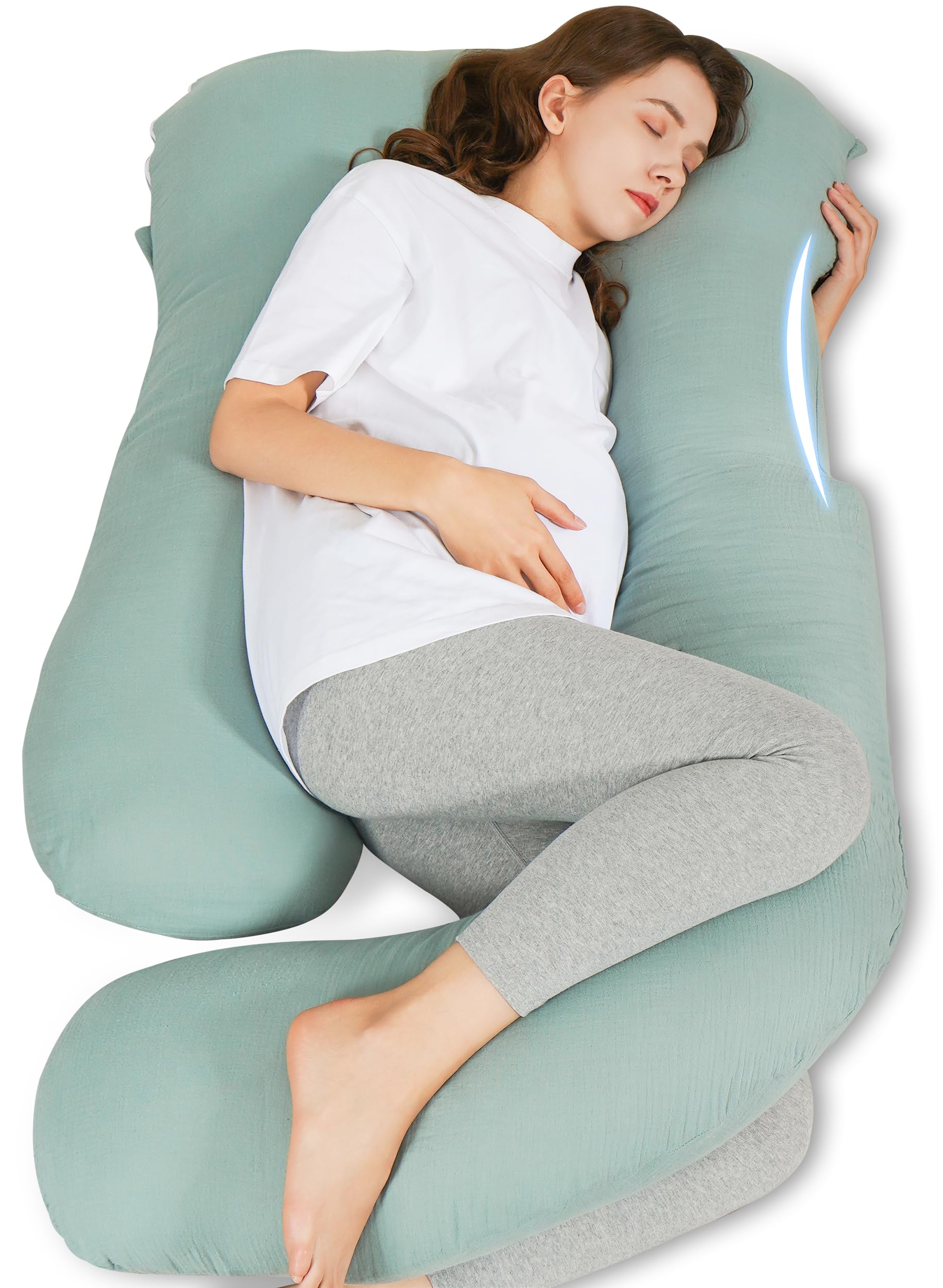Muslin Pregnancy Pillows for Sleeping - U Shaped Full Body Maternity Pillow