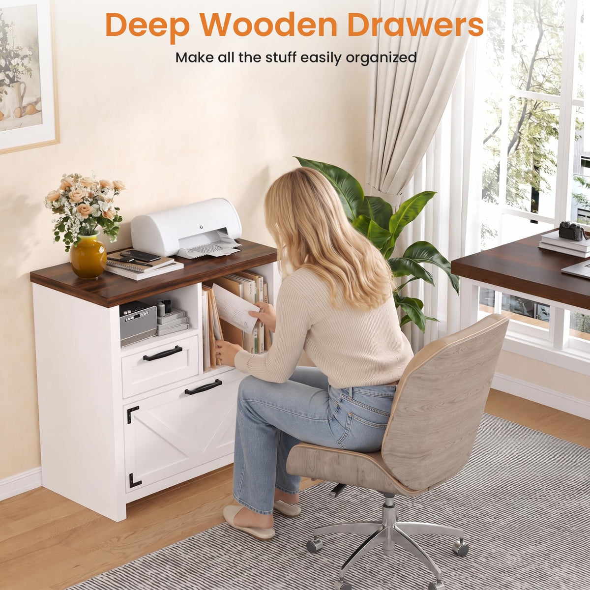 File Cabinet with Lockable Drawer & Open Shelf