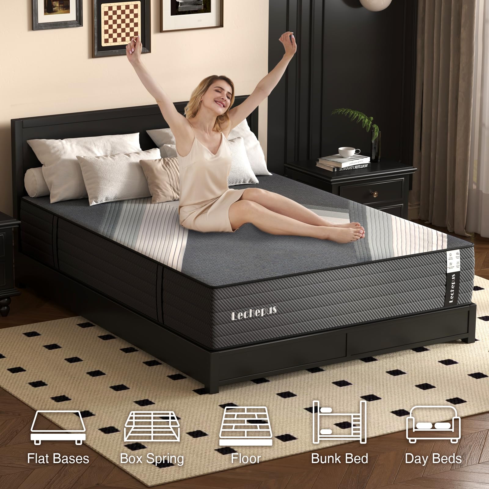 Queen Mattress,10Inch Medium Firm Hybrid Mattress in Box