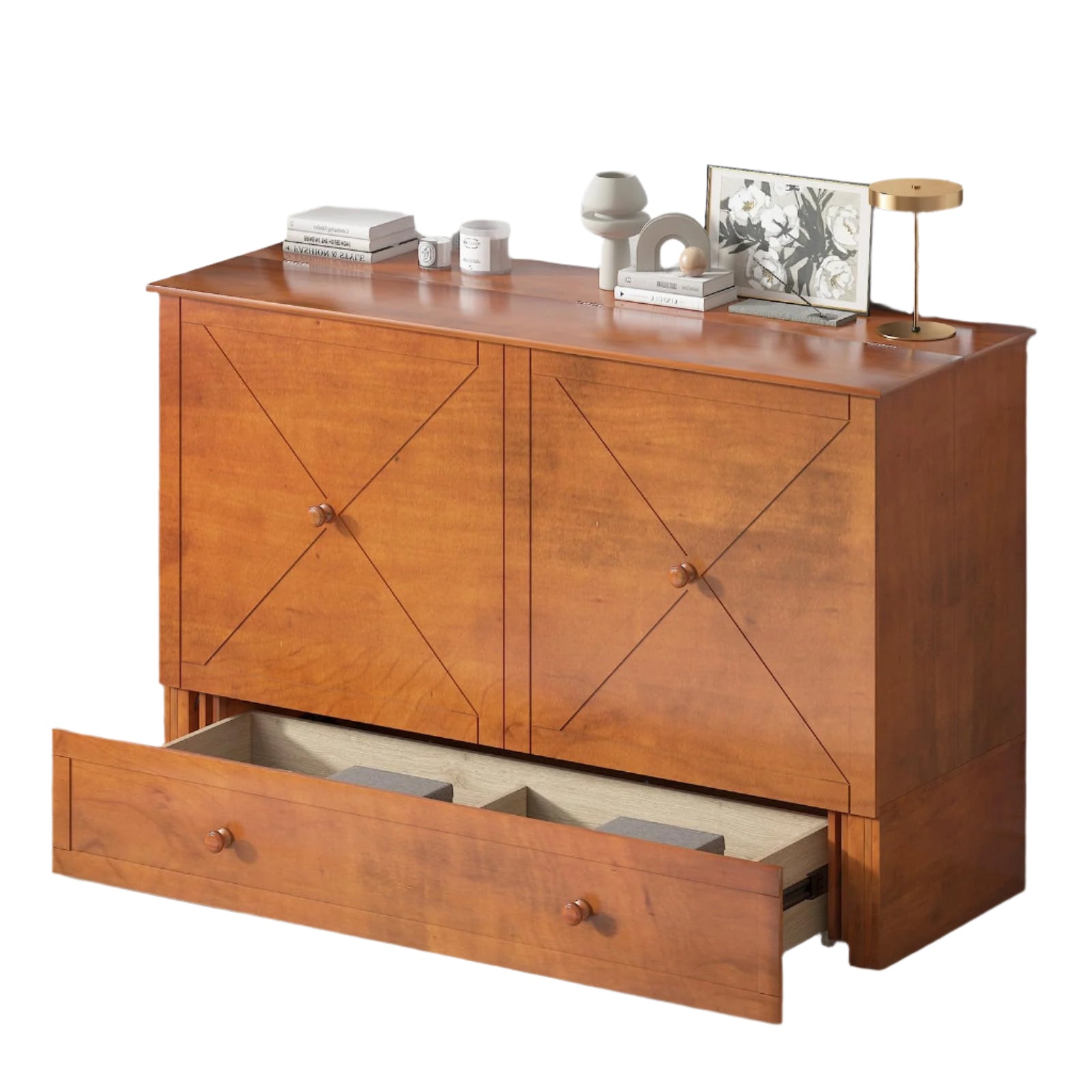 Murphy Bed, Queen Cabinet Bed with Tri-Fold Memory Foam Mattress