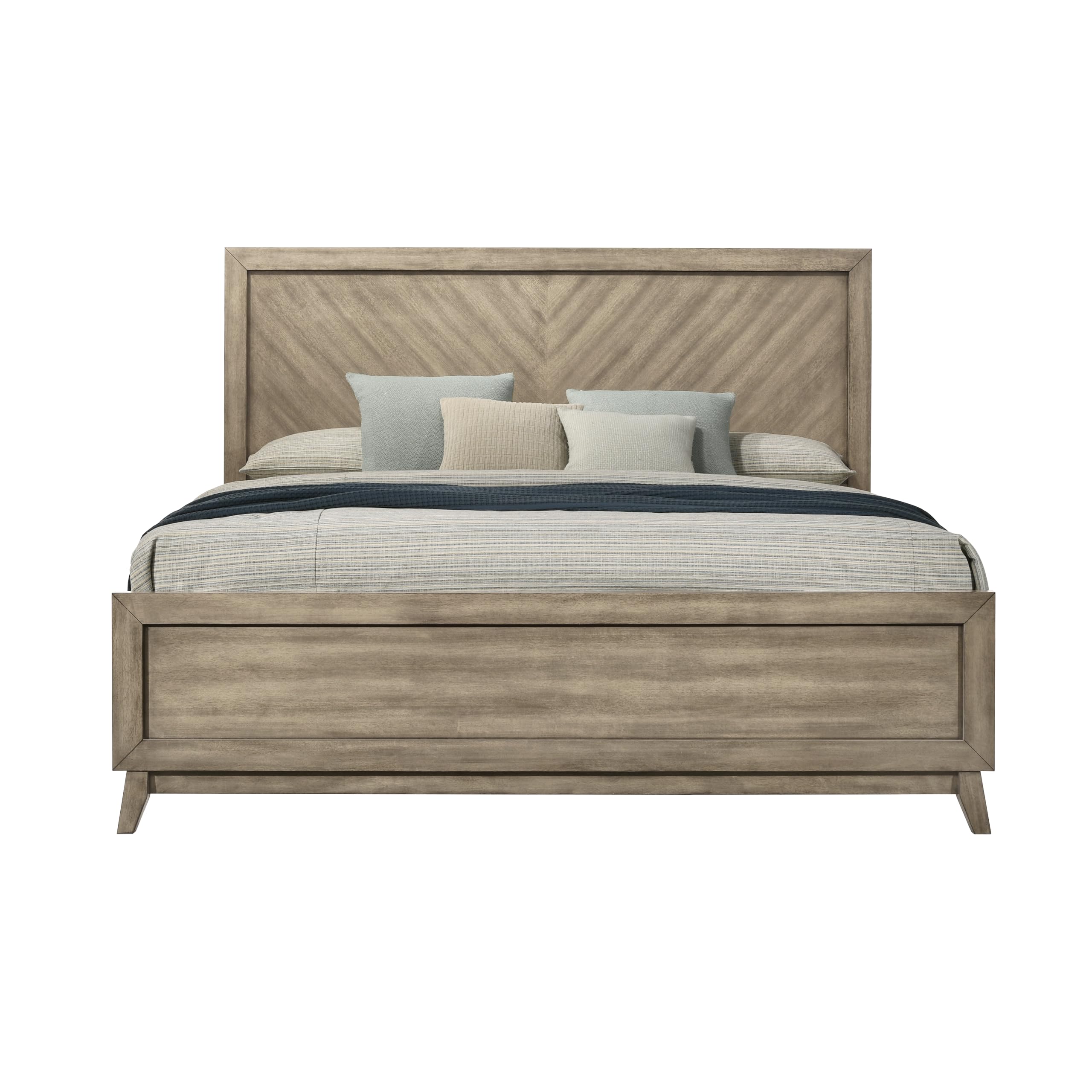 Arena Contemporary Wood Panel King Bed in Antique Gray