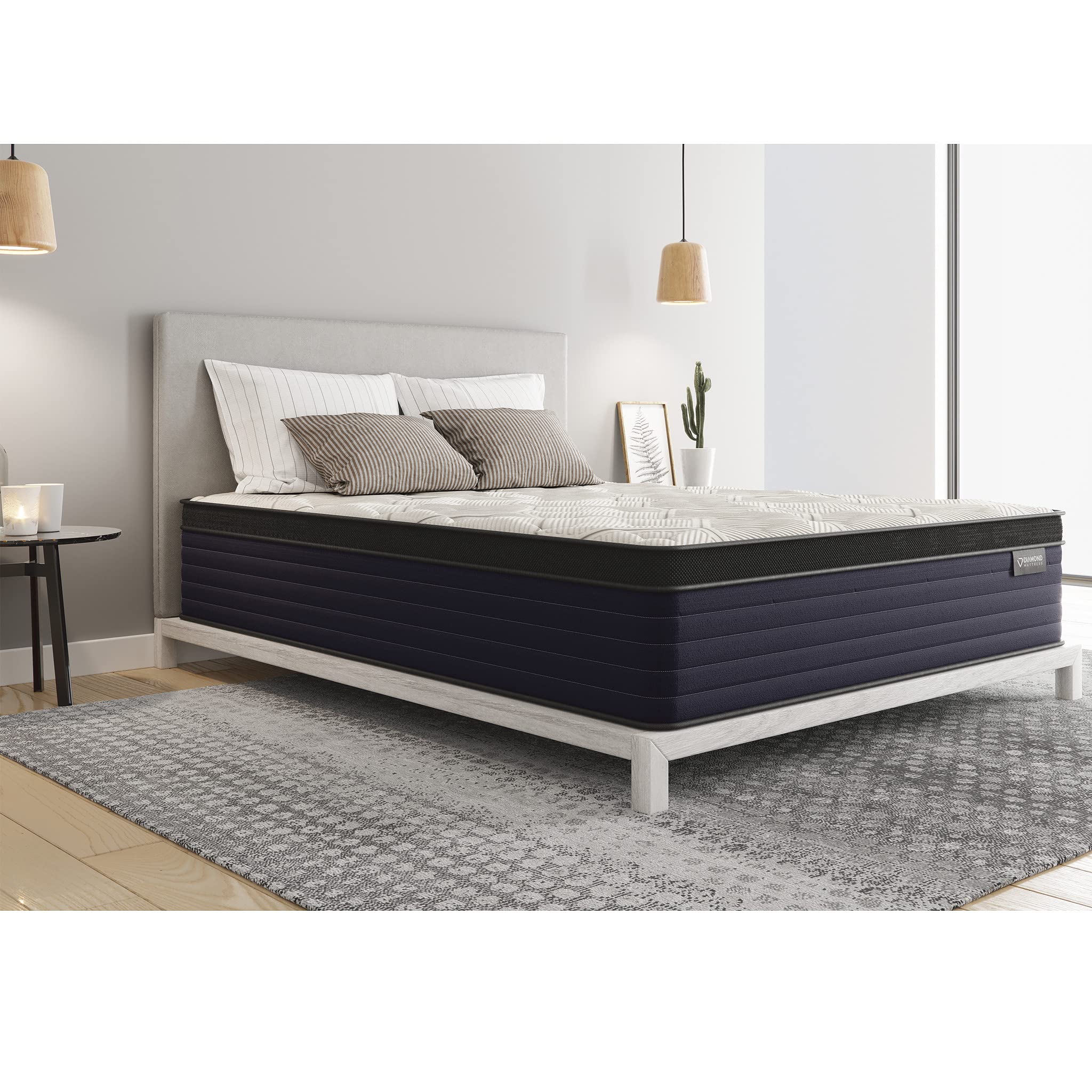 Copper Hybrid Euro-Top Mattress for Comfort, Cal King Size, Firm Feel