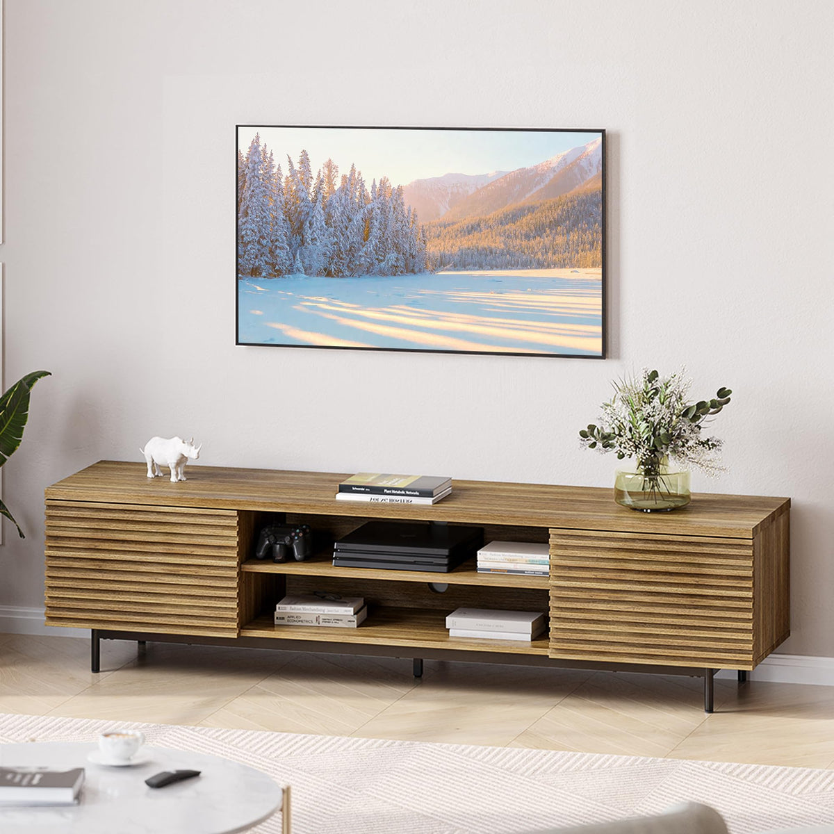 68" Fluted TV Stand with Storage for TVs up to 75"
