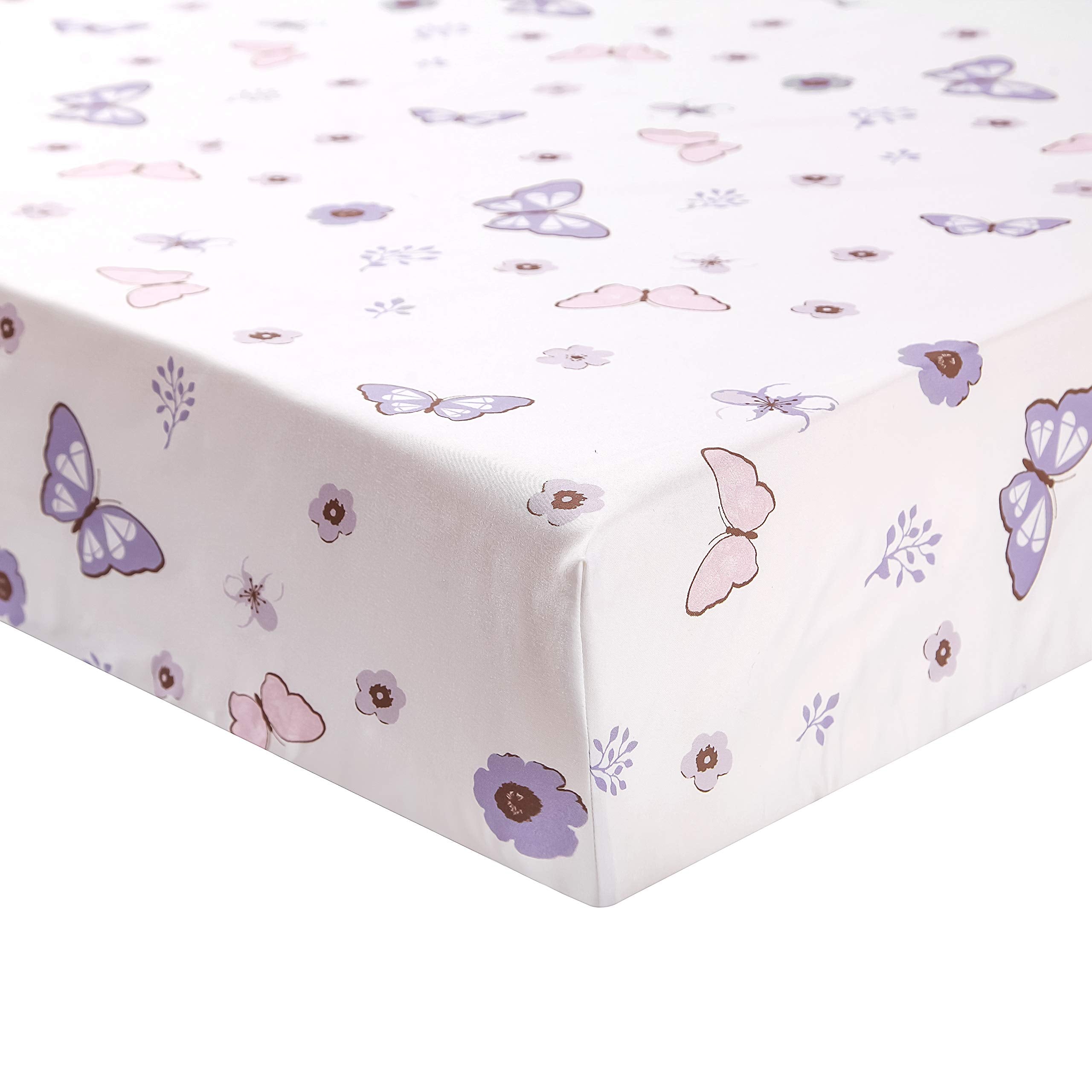3-Piece Purple Butterfly Baby Crib Bedding Set for Girls