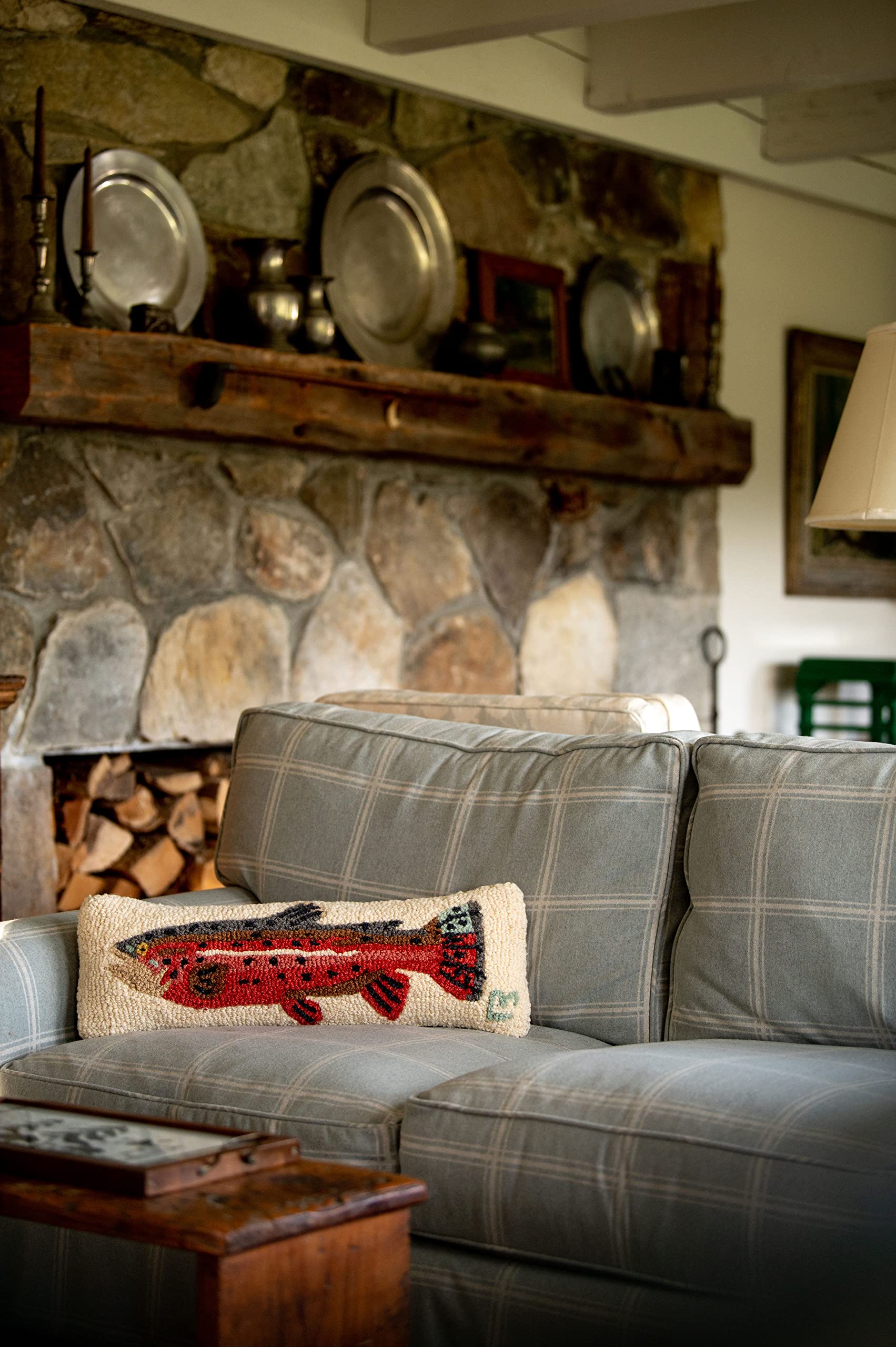 Artist-Designed Bright Trout Hand-Hooked Wool