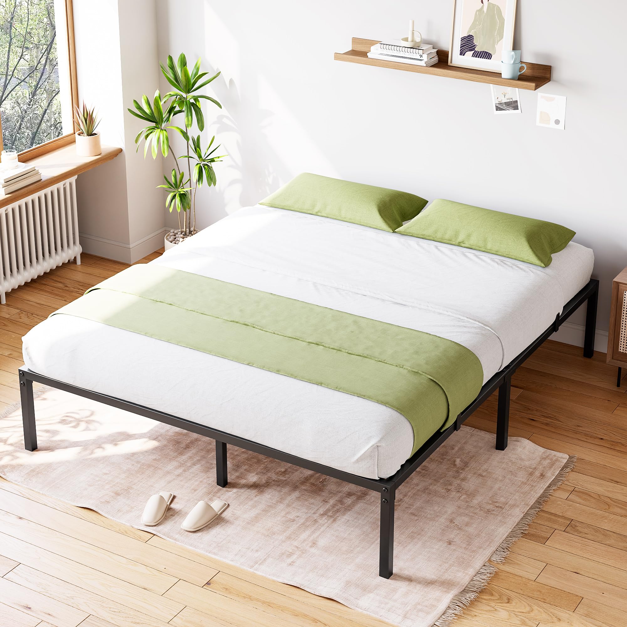 Frame Platform,14 Inch Metal Full Size Bed Frames No Box