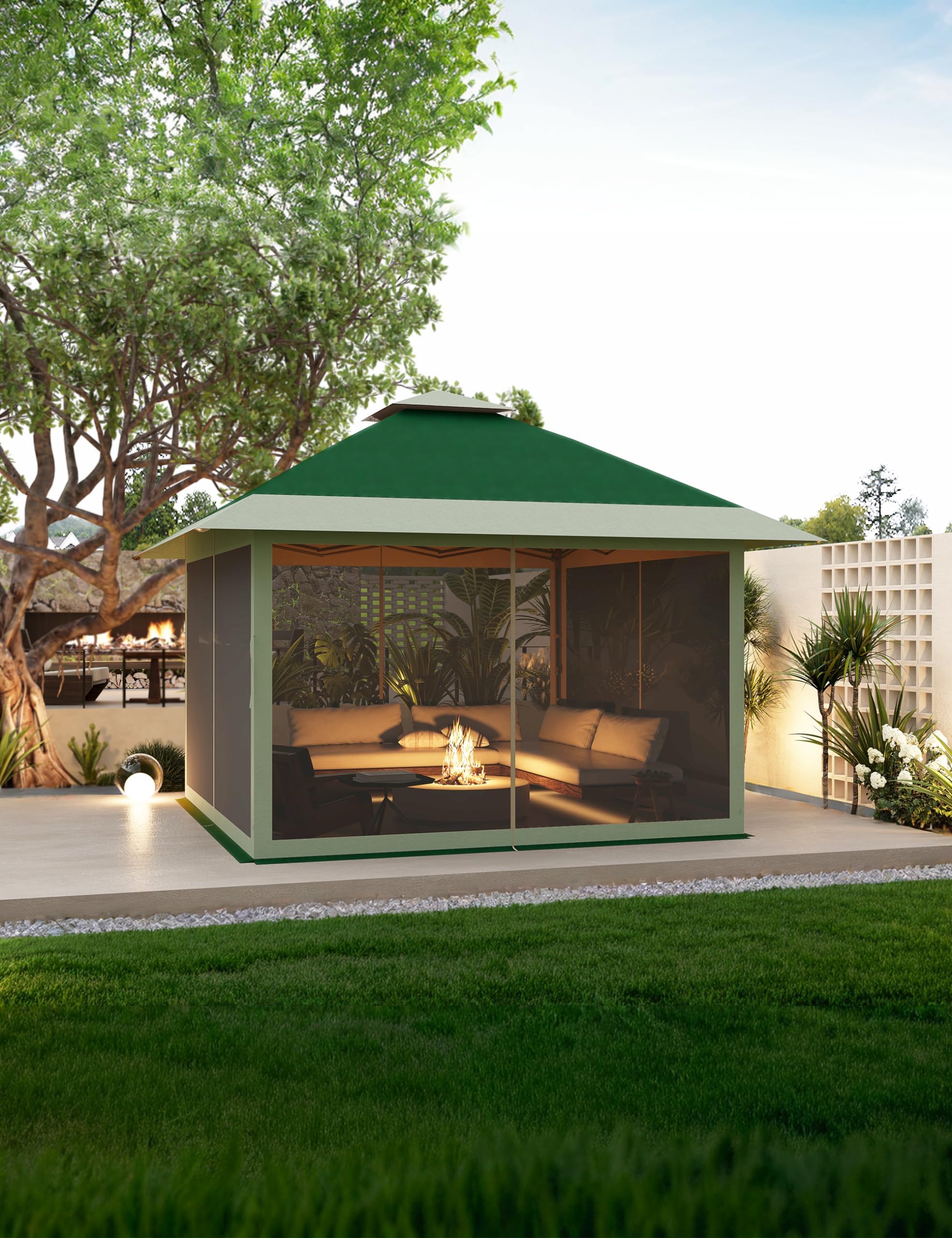 Pop Up Gazebo with Mosquito Netting, Outdoor Canopy Tent with Double
