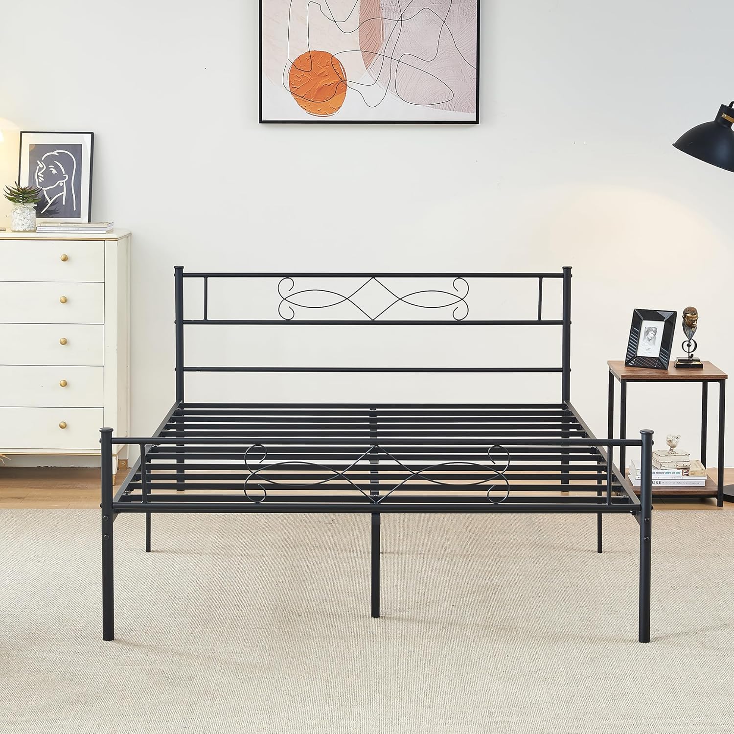 14" Full Size Metal Platform Bed Frame with Headboard