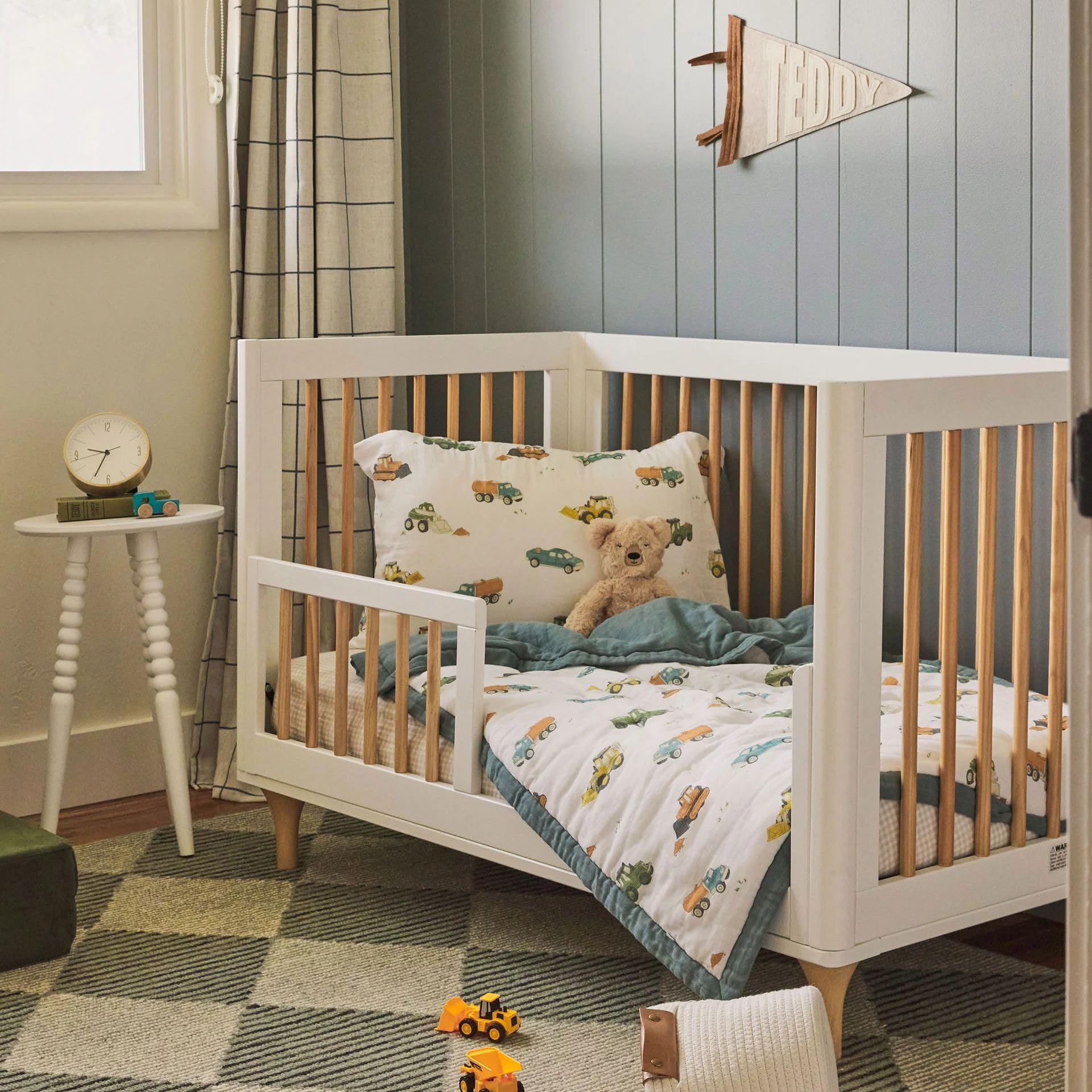 Little Unicorn Toddler Bedding 3-Piece Set | Super Soft & Breathable Muslin Fabric | for Convertible Cribs & Toddler Beds (Work Trucks)