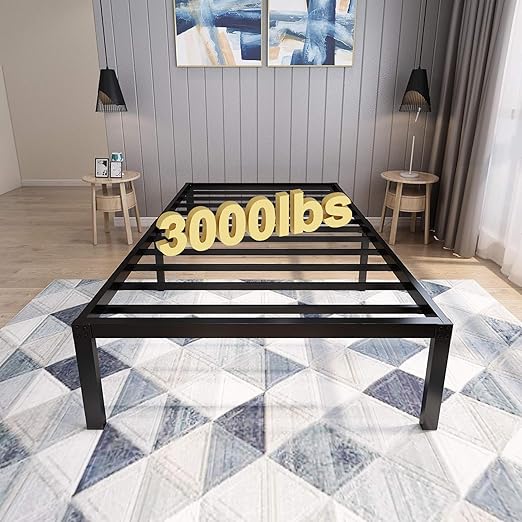 Inch Platform Bed Frame/Easy Assembly Mattress Foundation / 3000lbs Heavy