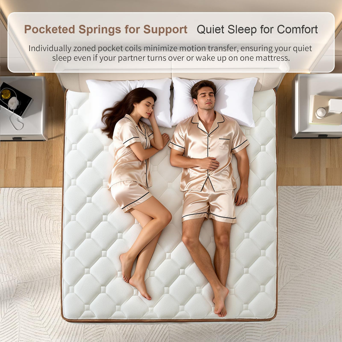 Queen Hybrid Pillow Top Mattress, 14 Inch, Medium Firm, CertiPUR-US