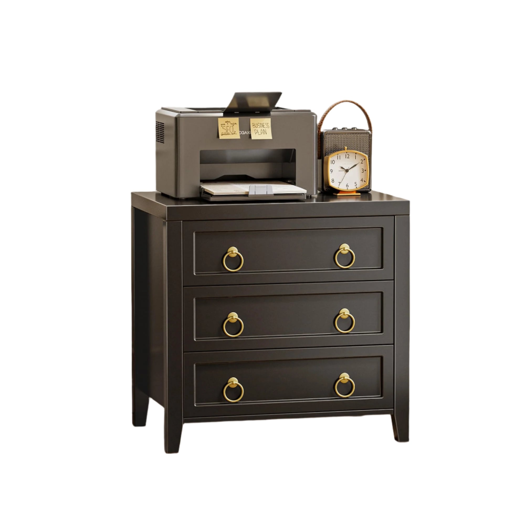 23.6 Inch Night Stand with Charger Station and USB-C Port, 3 Drawer Nightstands Set of 2