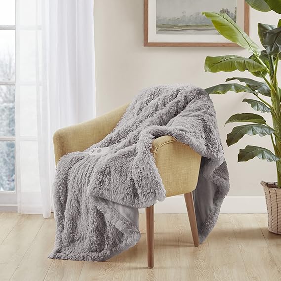 Shaggy Heated Throw Blanket - Soft Faux Fur Heated Blanket