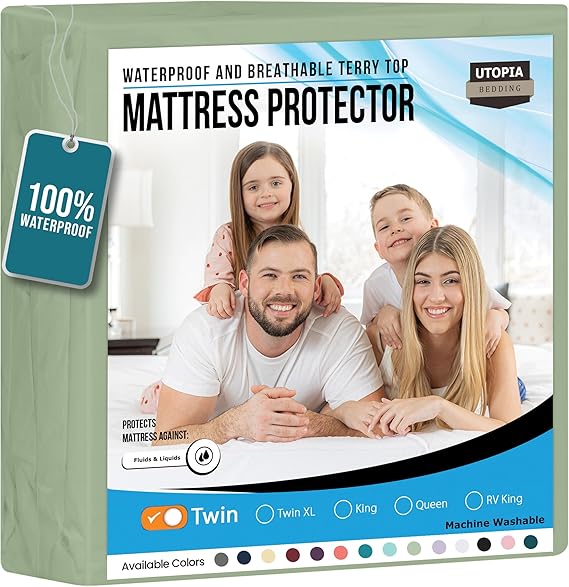 Waterproof Mattress Protector Twin Size, Premium Terry Mattress Cover 200 GSM