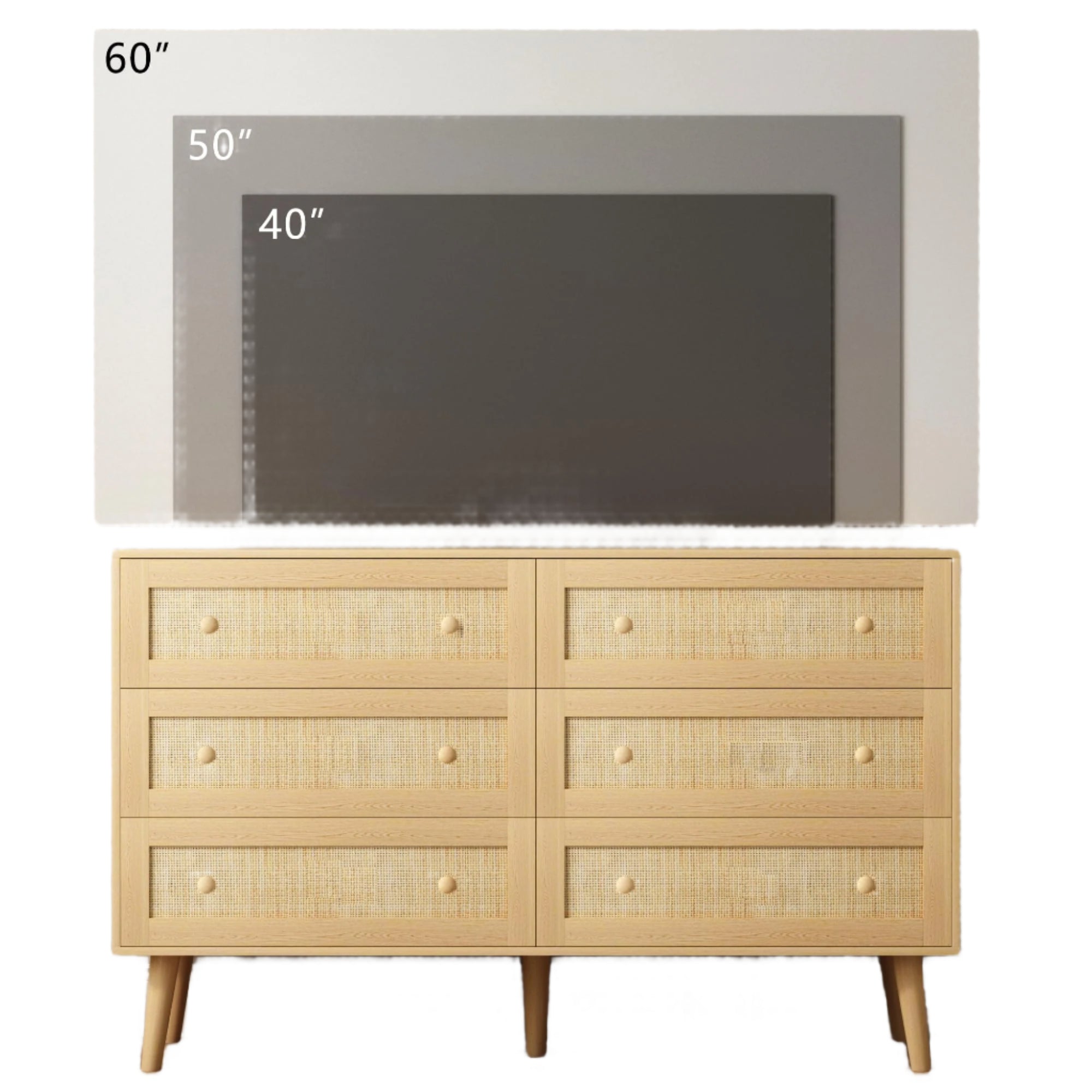 Rattan Dresser for Bedroom, Modern 6 Drawer Dressers & Chest of Drawers