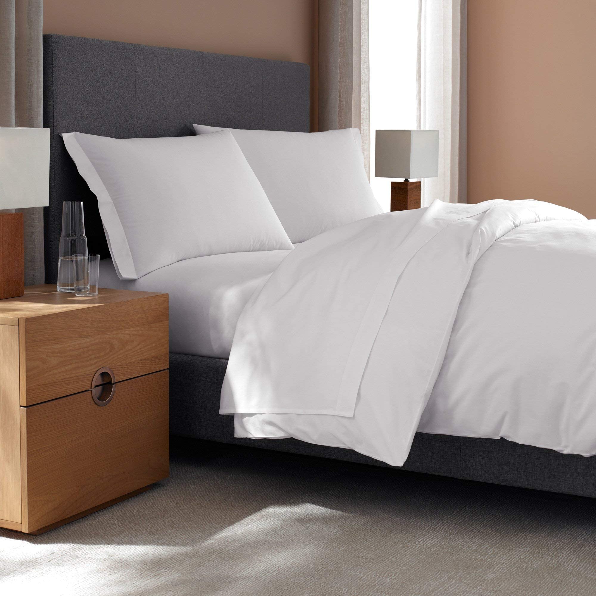 Percale Classic Sheet Set (California King) - Luxury All-White Bedding Sheet Set/Includes