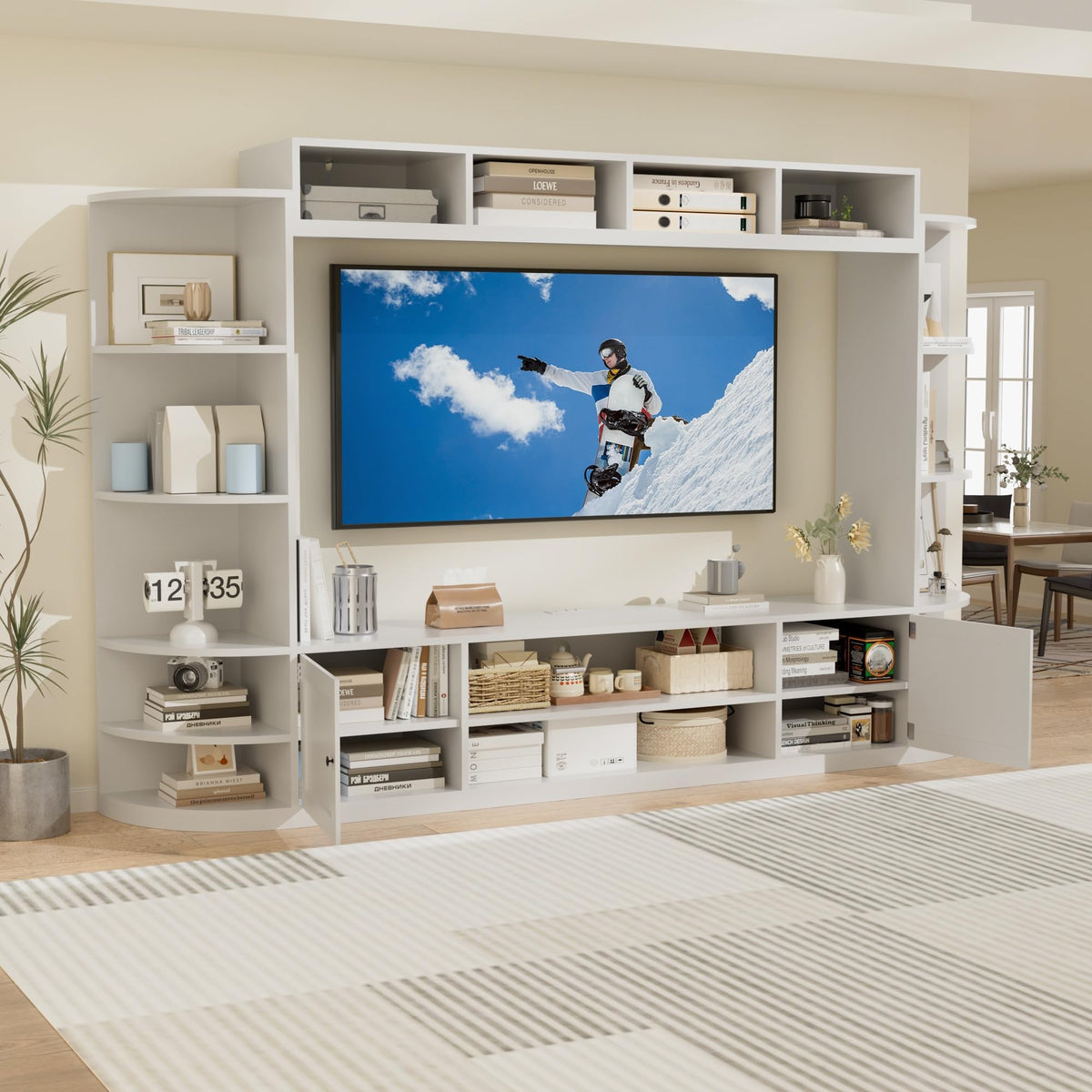 94" Entertainment Center with Bookshelves for TVs up to 70"