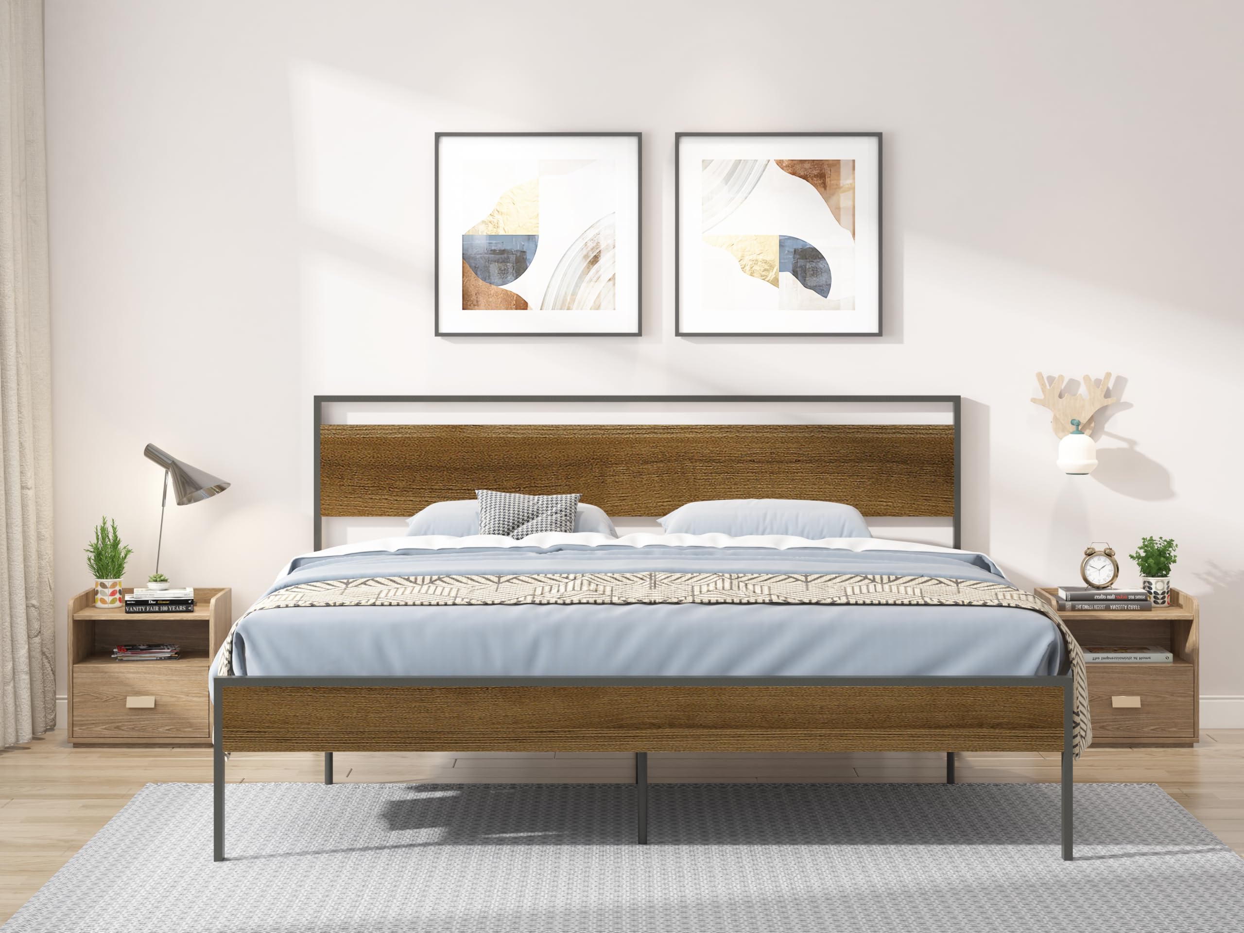 King Metal Bed Frame,Noise Free,Easy to Assemble,No Box Spring Needed