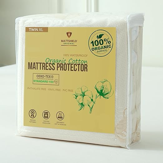 Organic Mattress Protector Twin XL - Organic Cotton Breathable Mattress Pad