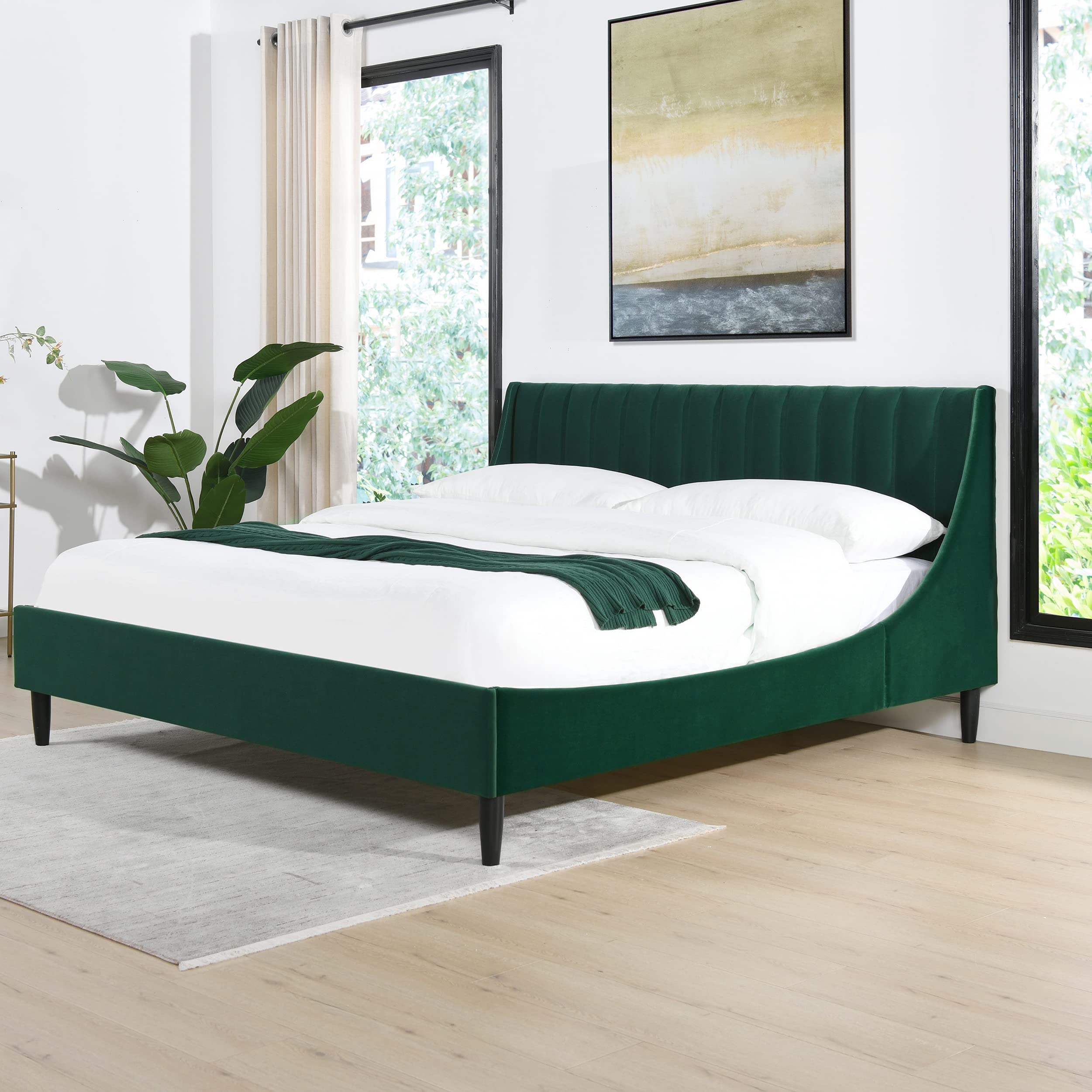 Aspen Vertical Tufted Modern Headboard Platform Bed Set
