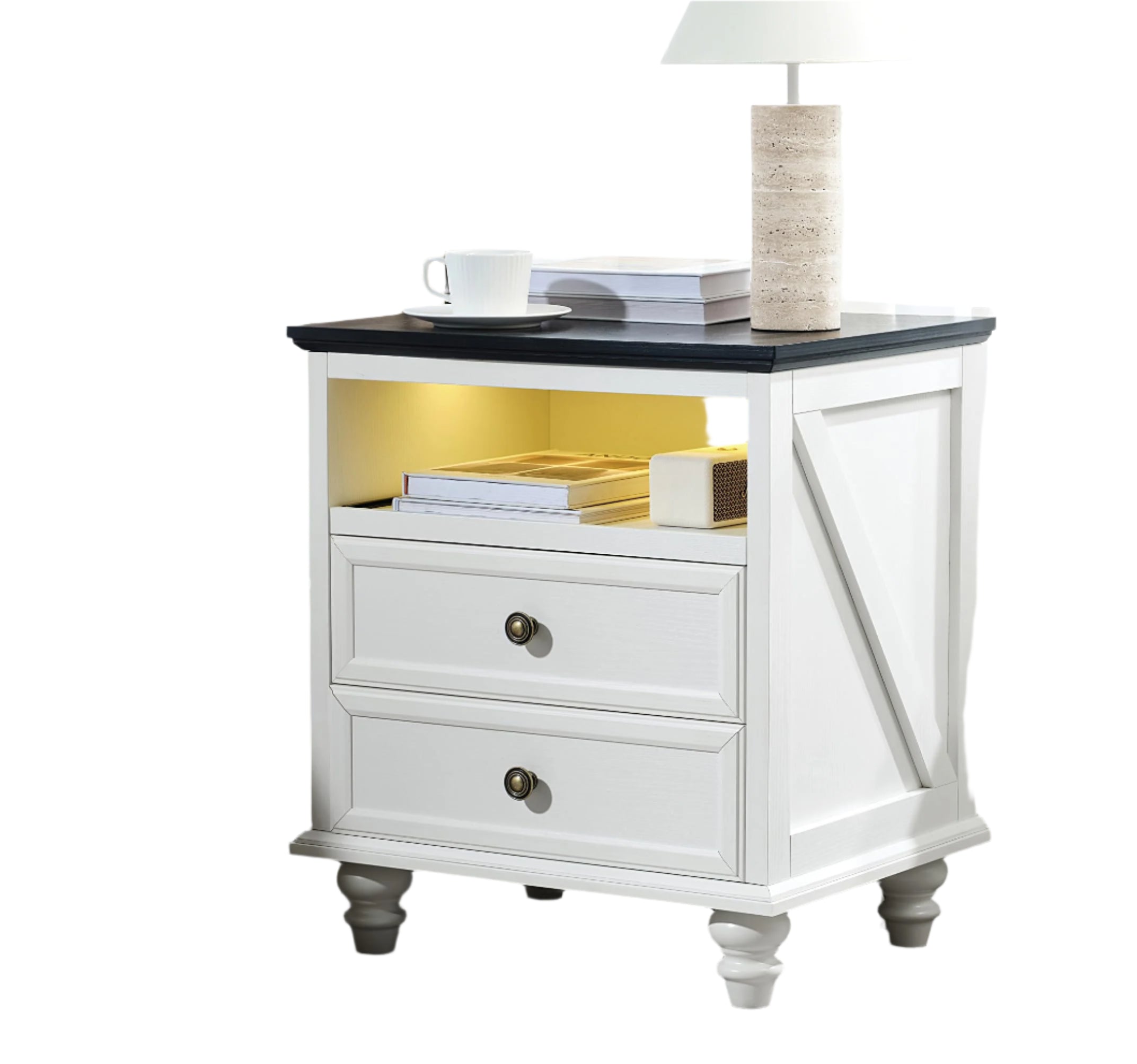 21" Farmhouse Nightstand with Charging Station