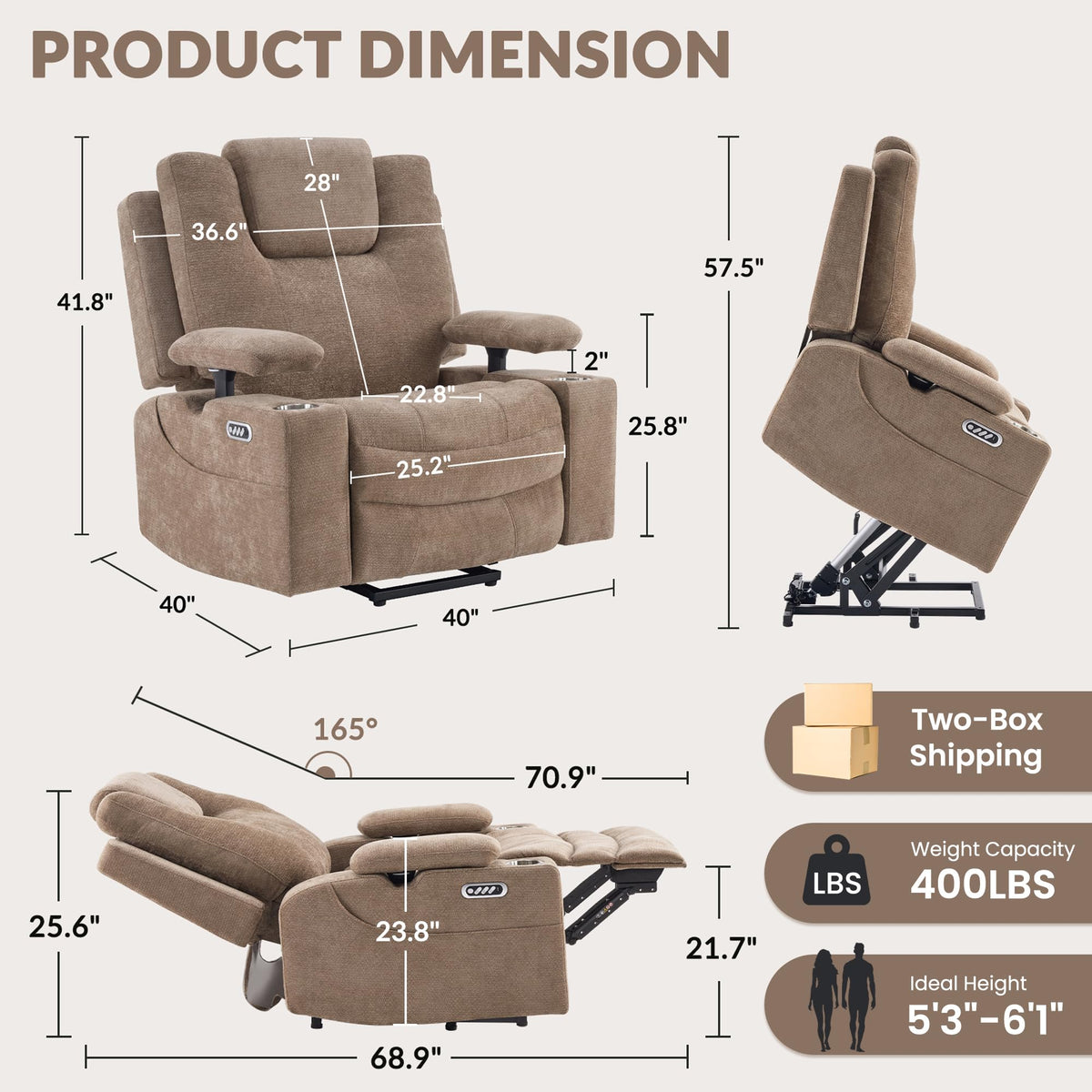 Power Lift Recliner Chair with 3-Motor System