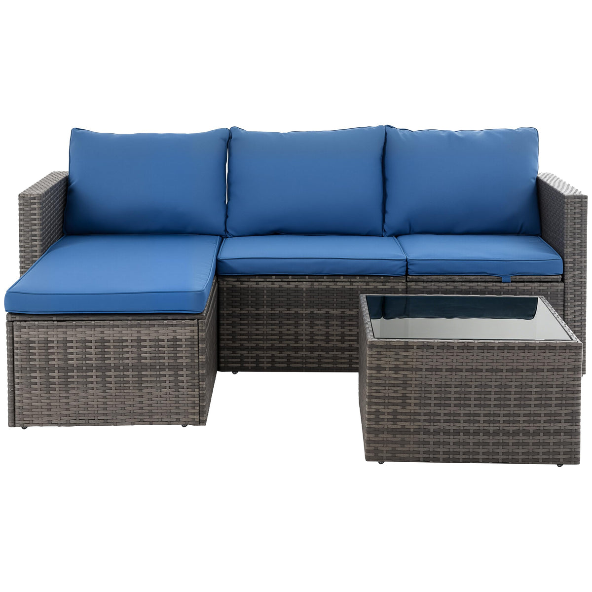 4-Piece Patio Sectional Sofa & Chaise Lounge Set