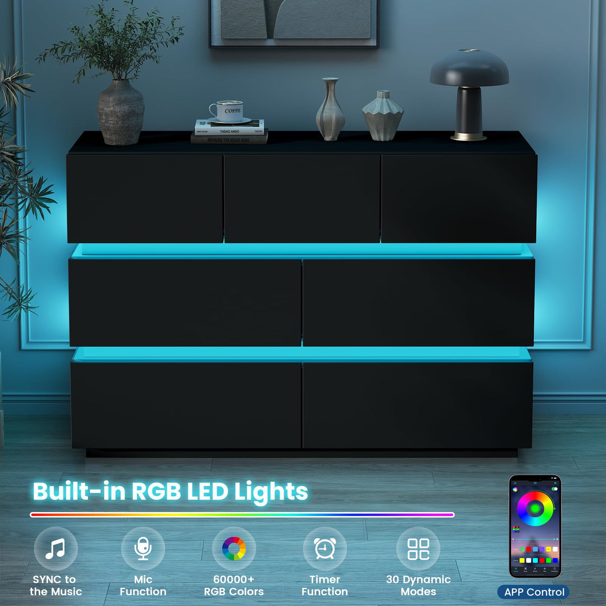 7-Drawer Dresser with LED Lights