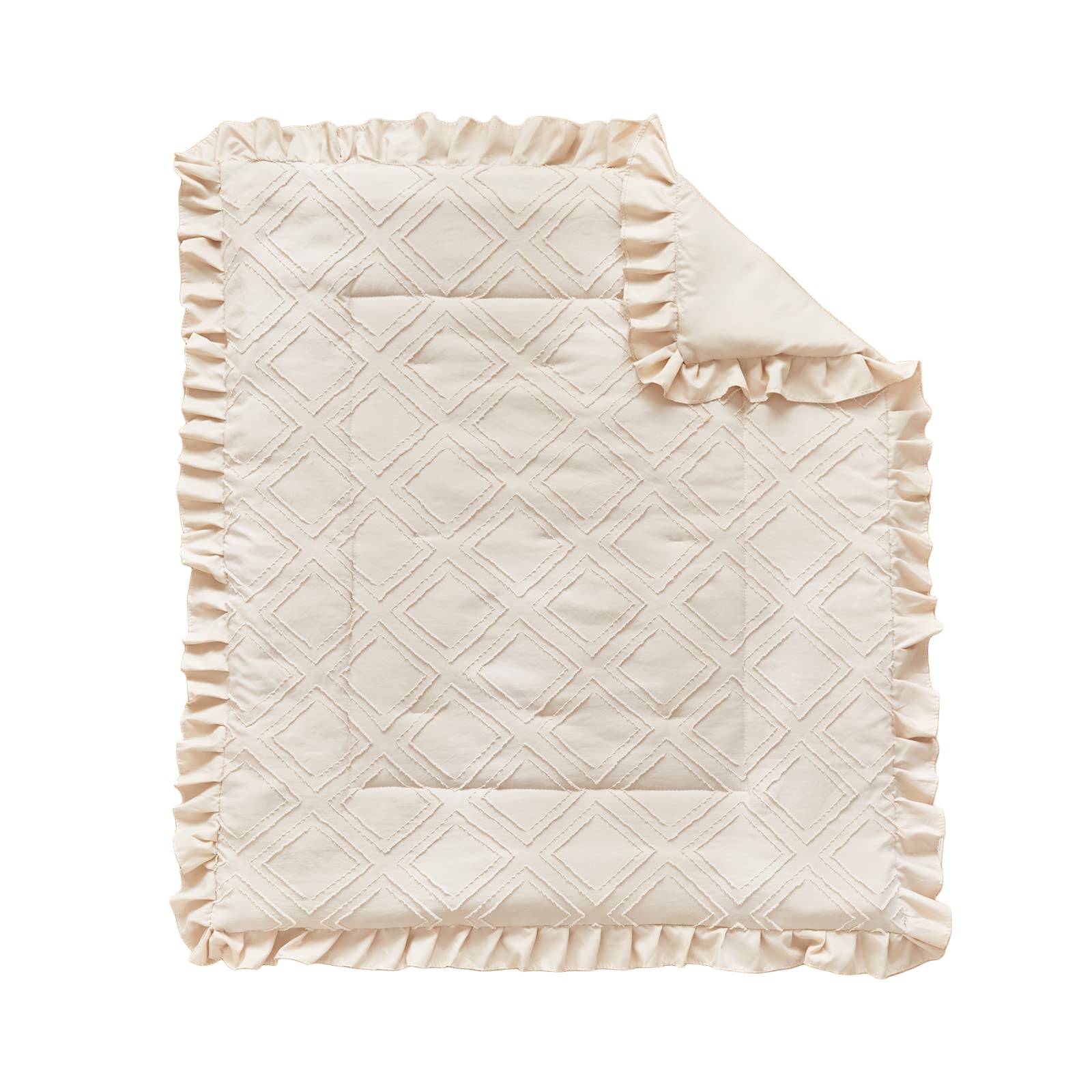 Tufted Ruffle Crib Bedding Set 3 Pieces Baby Boho Quilted Comforter