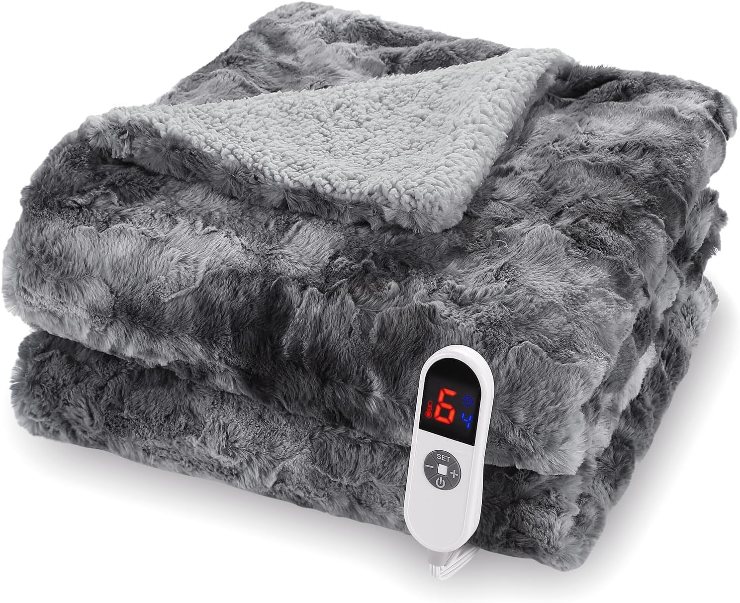 Heated Blanket Throw, Luxurious Soft Faux Fur Blanket 50" x 60"