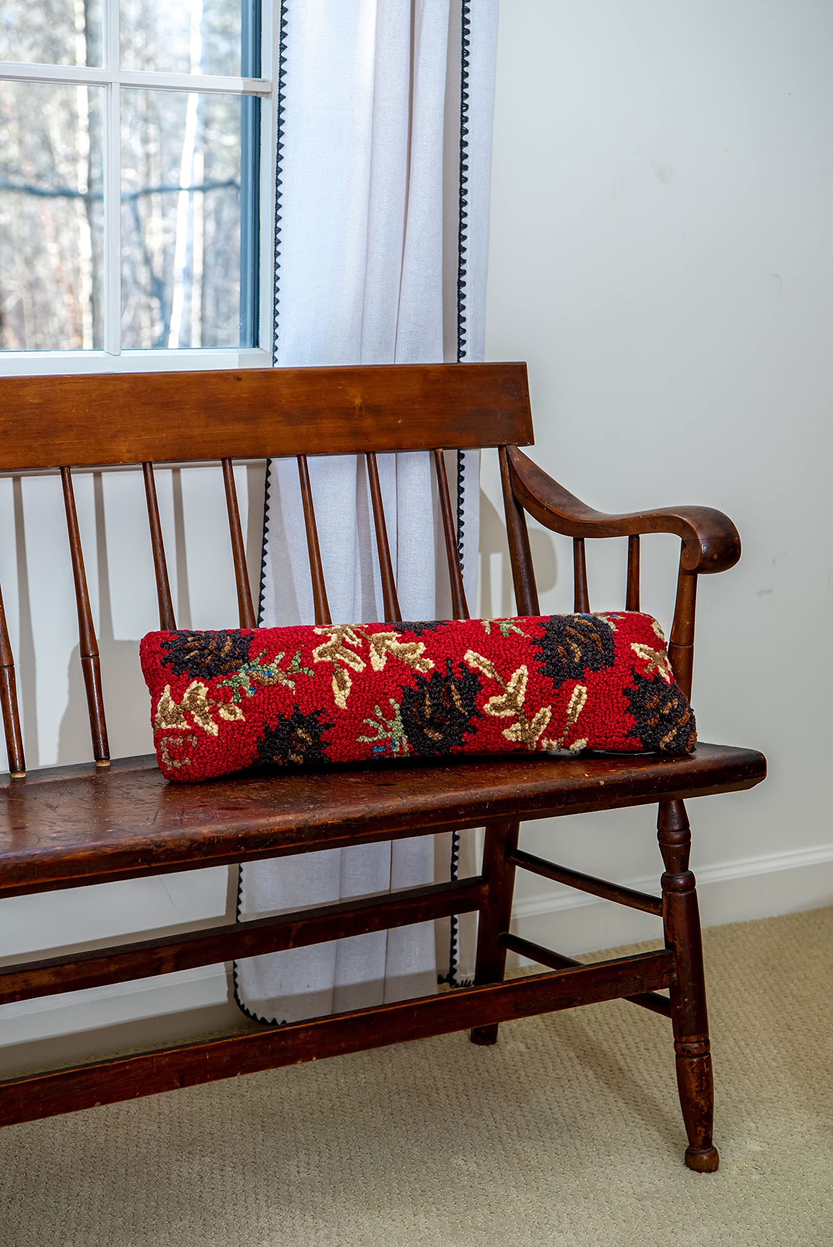 Corners Artist-Designed Ruby Pinecones Hand-Hooked Wool Decorative