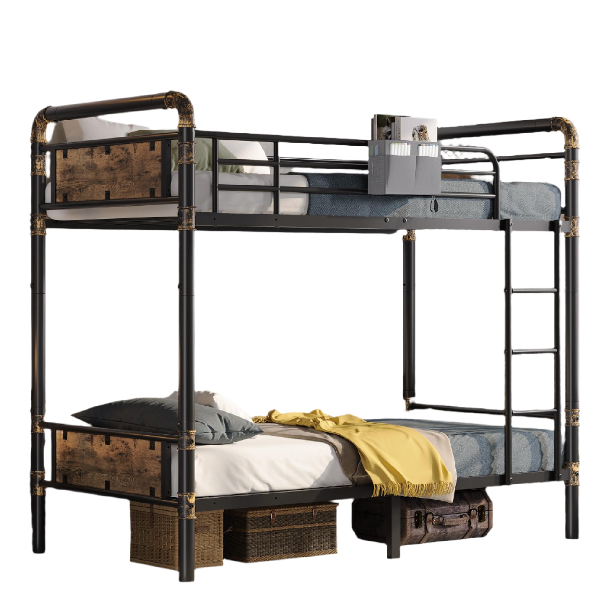 Bunk Bed Twin Over Twin, Convertible Twin Bunk Beds into 2 Individual Twin