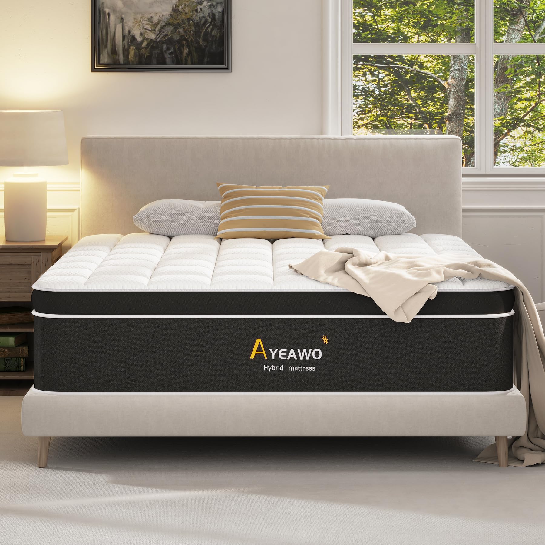 Firm California King Mattress 12 Inch, Cal King Hybrid Mattress with Gel