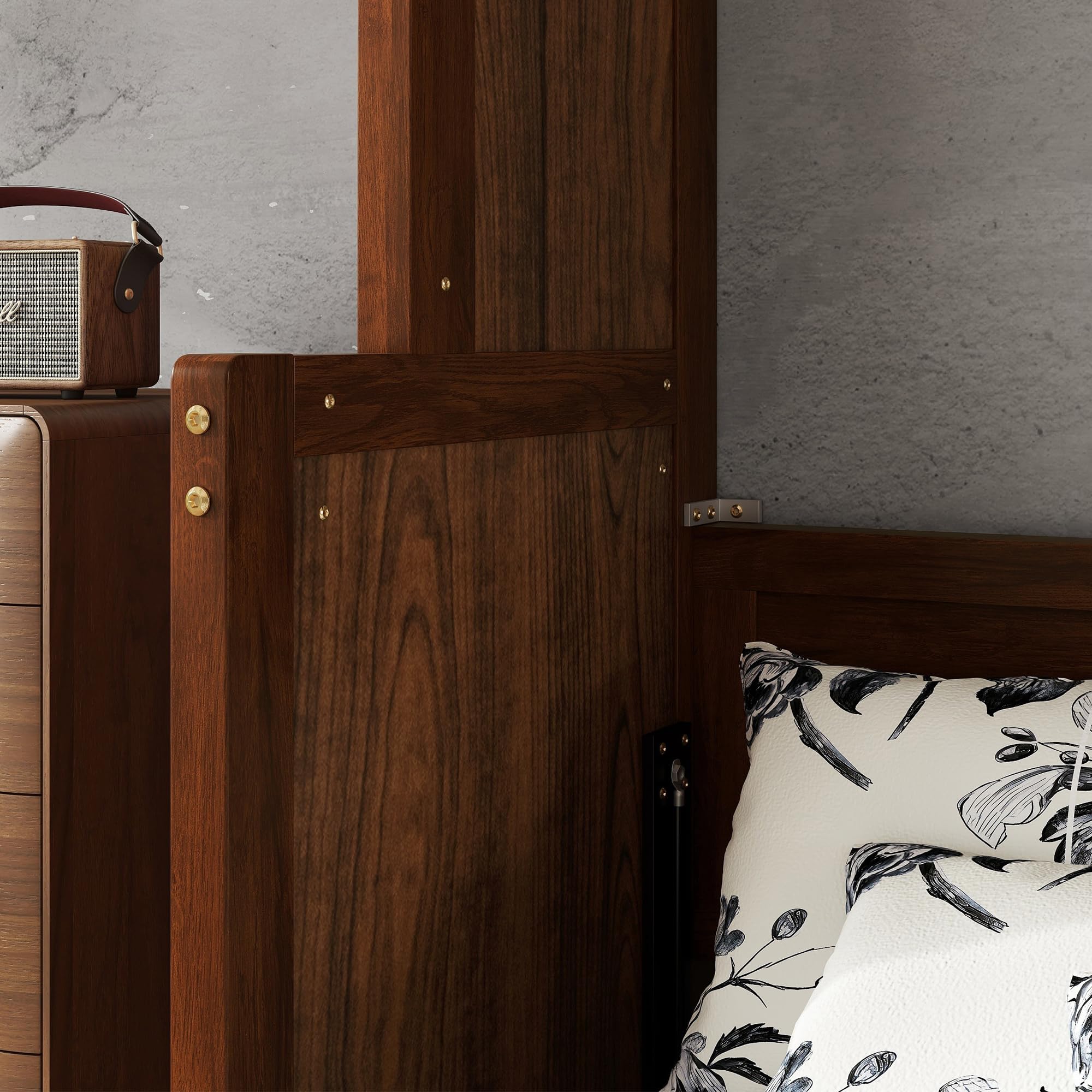 Wall Bed with Desk, Wood Cabinet Murphy Bed, Space-Saving Hidden