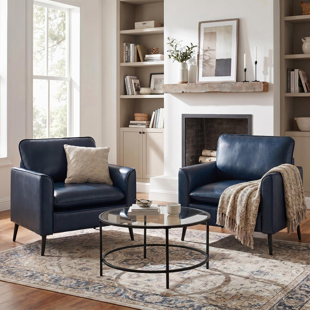Faux Leather Accent Chair Set of 2