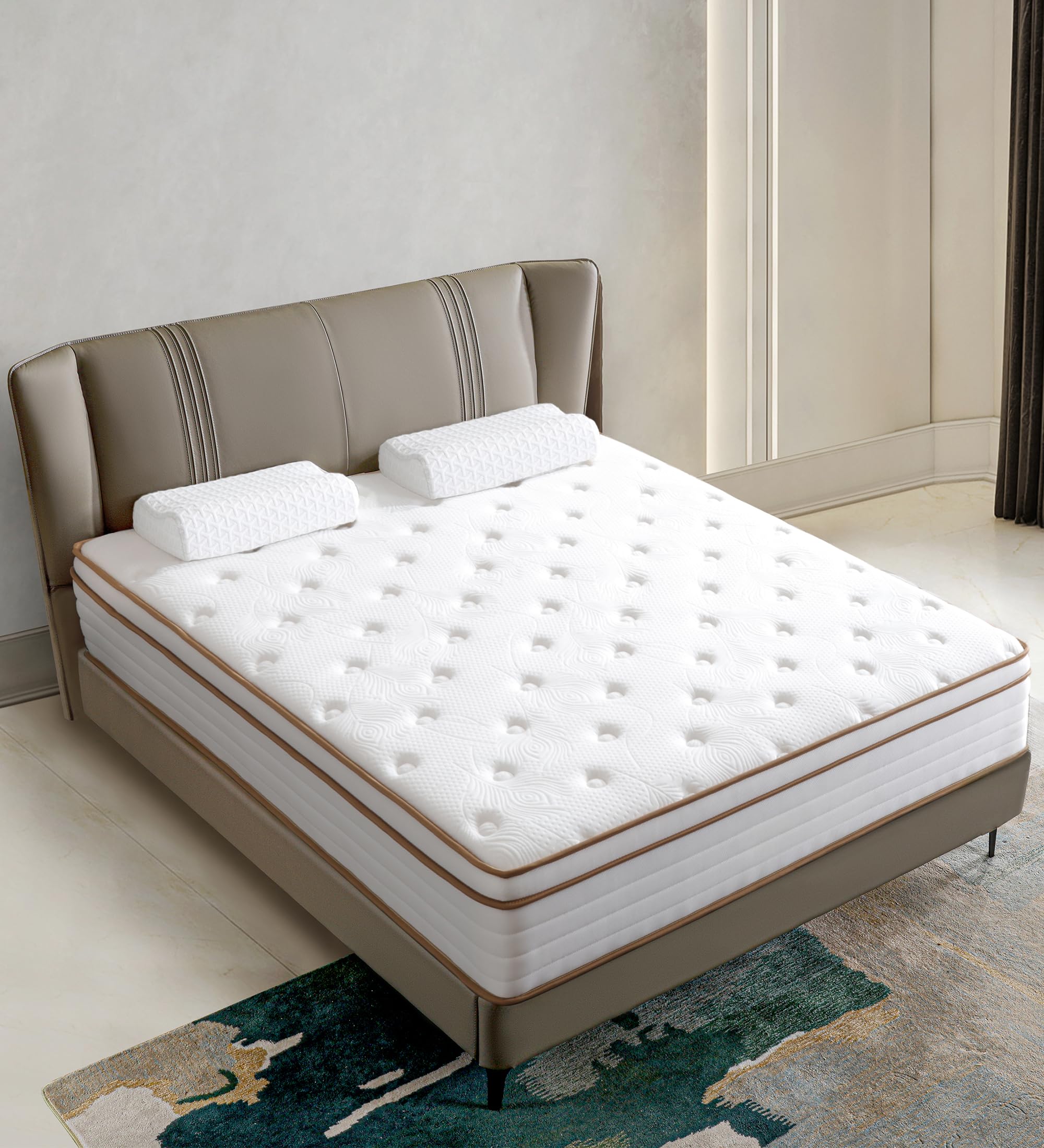 Queen Size Mattress,10 Inch Grey Memory Foam Hybrid Queen Mattresses in a Box