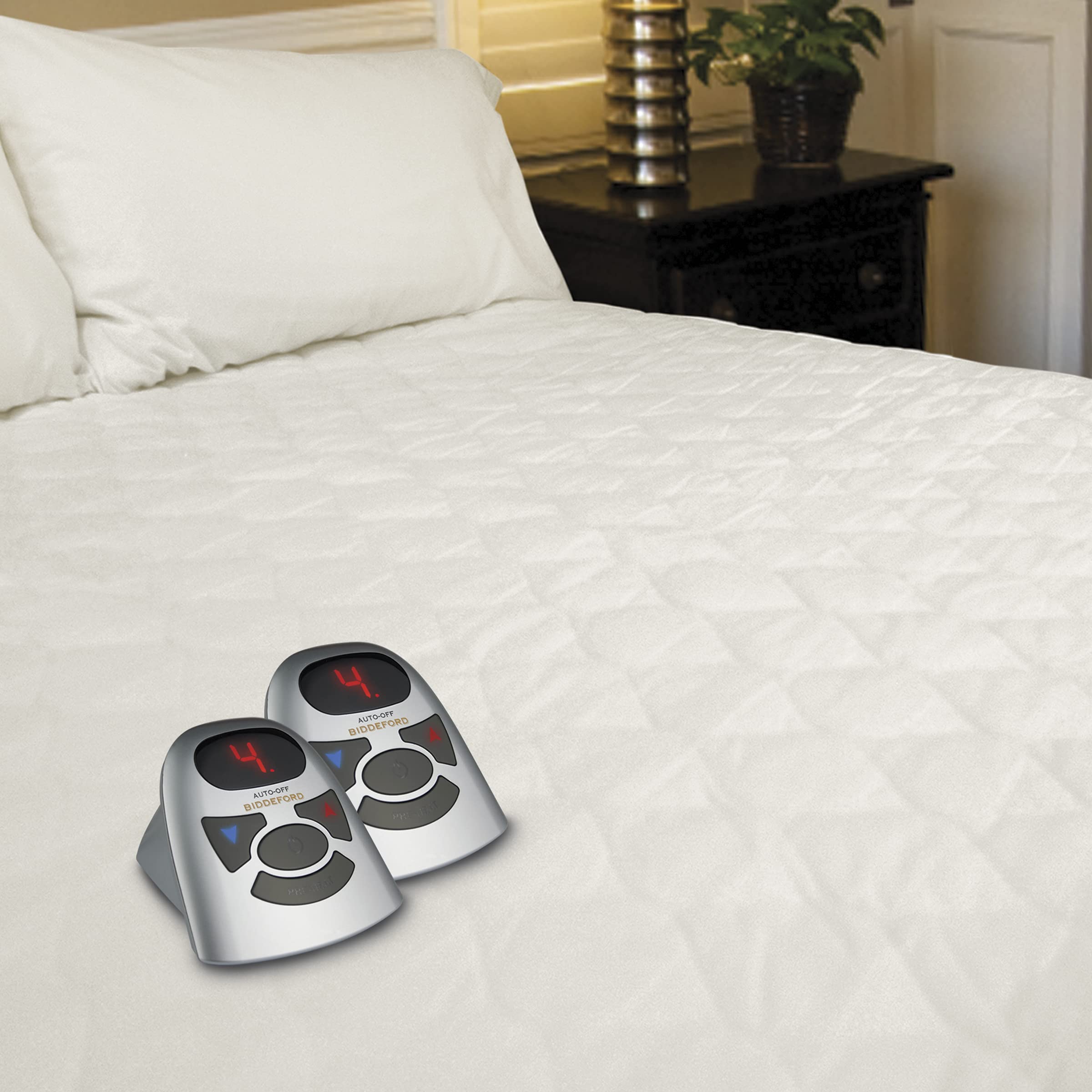 6 Ounce Quilted Electric Heated Mattress Pad with Digital Controller, Full, White