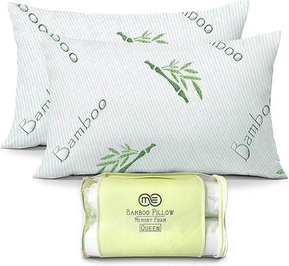2 Pack Queen Size Rayon Derived from Bamboo Pillow for Sleeping Shredded