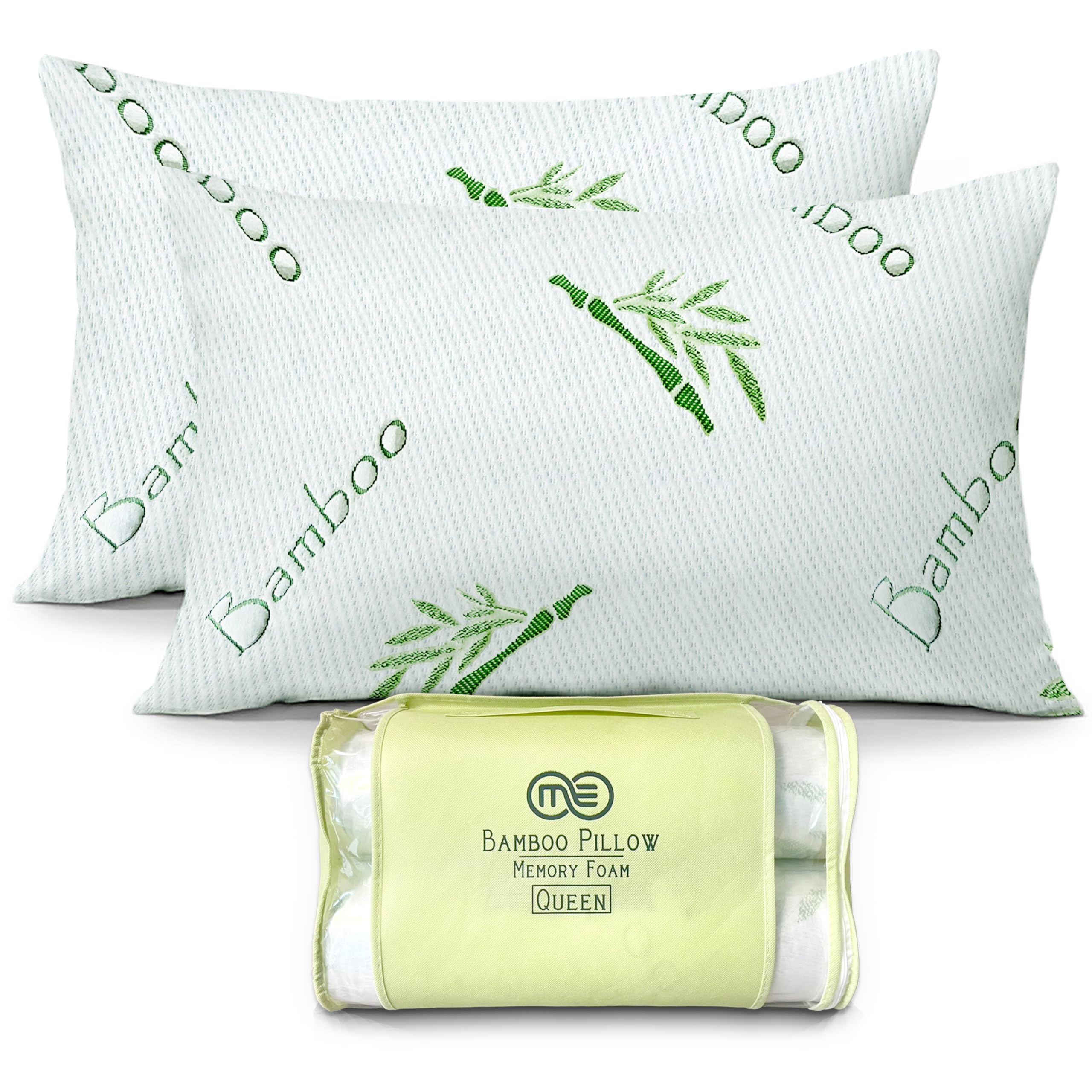 2 Pack Queen Size Rayon Derived from Bamboo Pillow for Sleeping Shredded