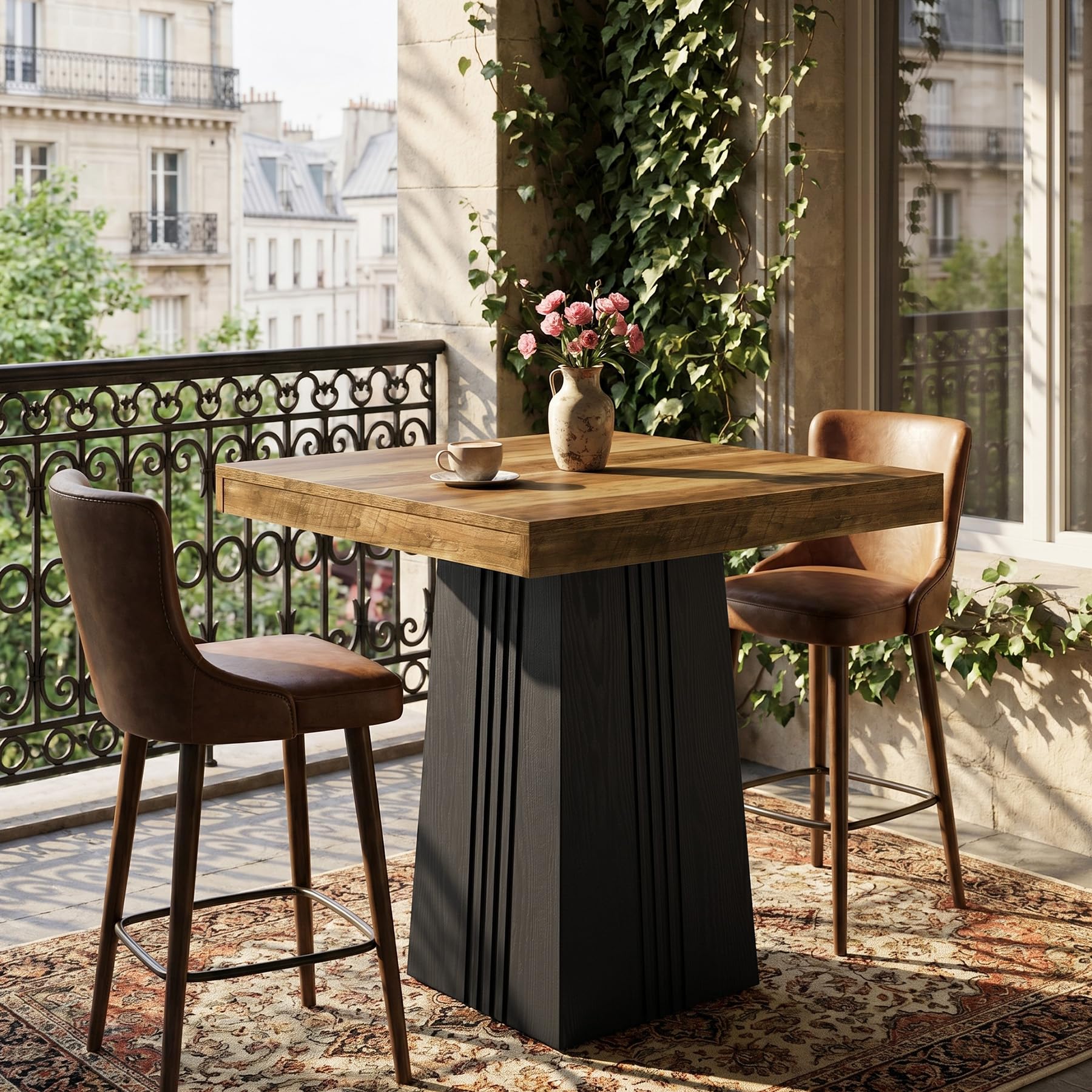 Square Farmhouse Bar Table 35.4"H