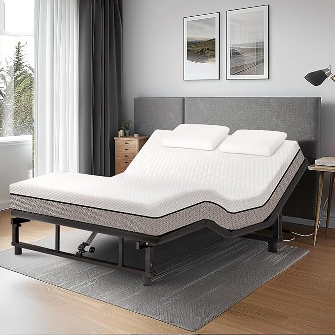 King Size Adjustable Bed Frame with Quiet Motor - Head & Foot Incline, Zero Gravity